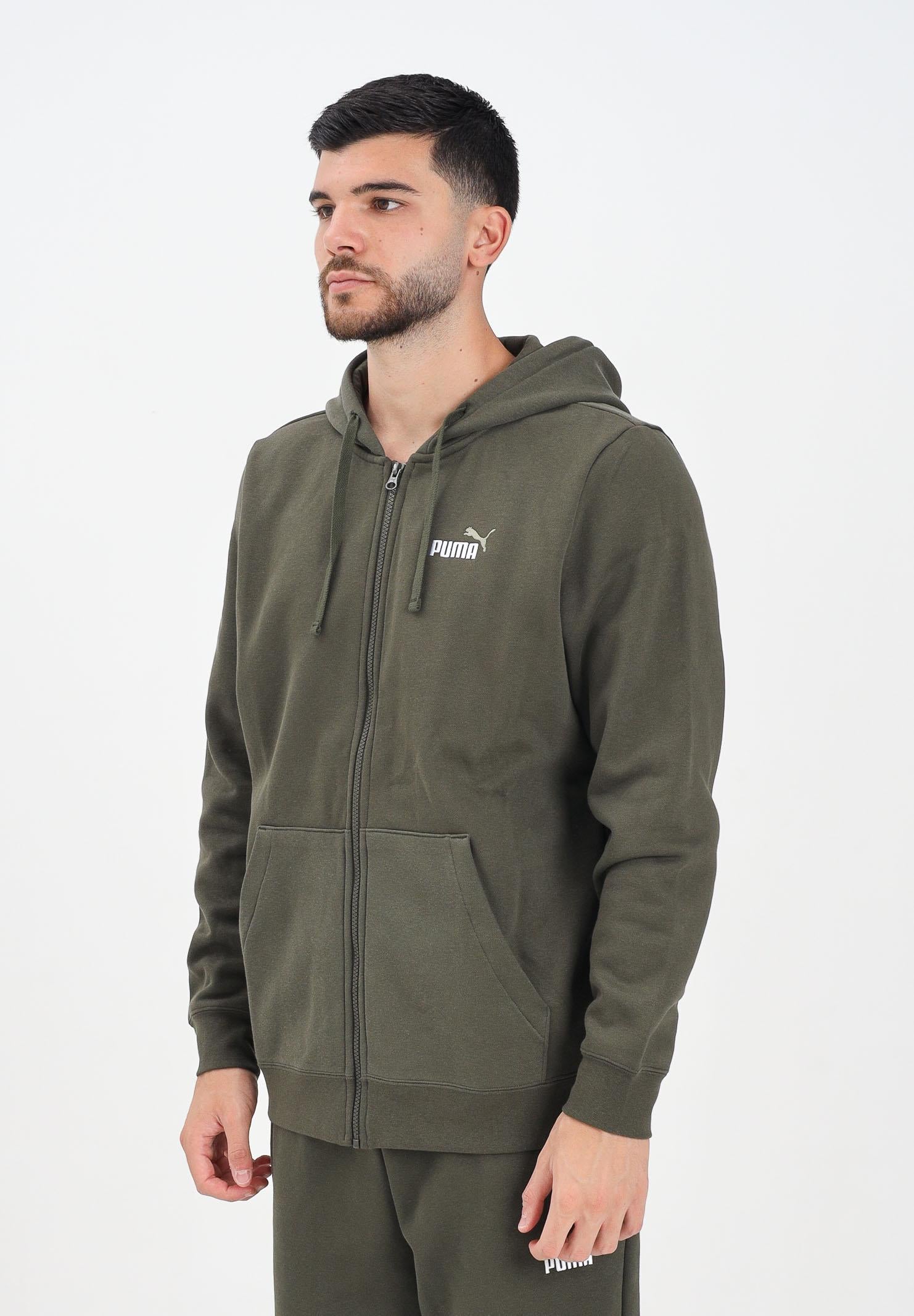 PUMA Felpa con zip Essentials verde da uomo 691657 70 PUMA