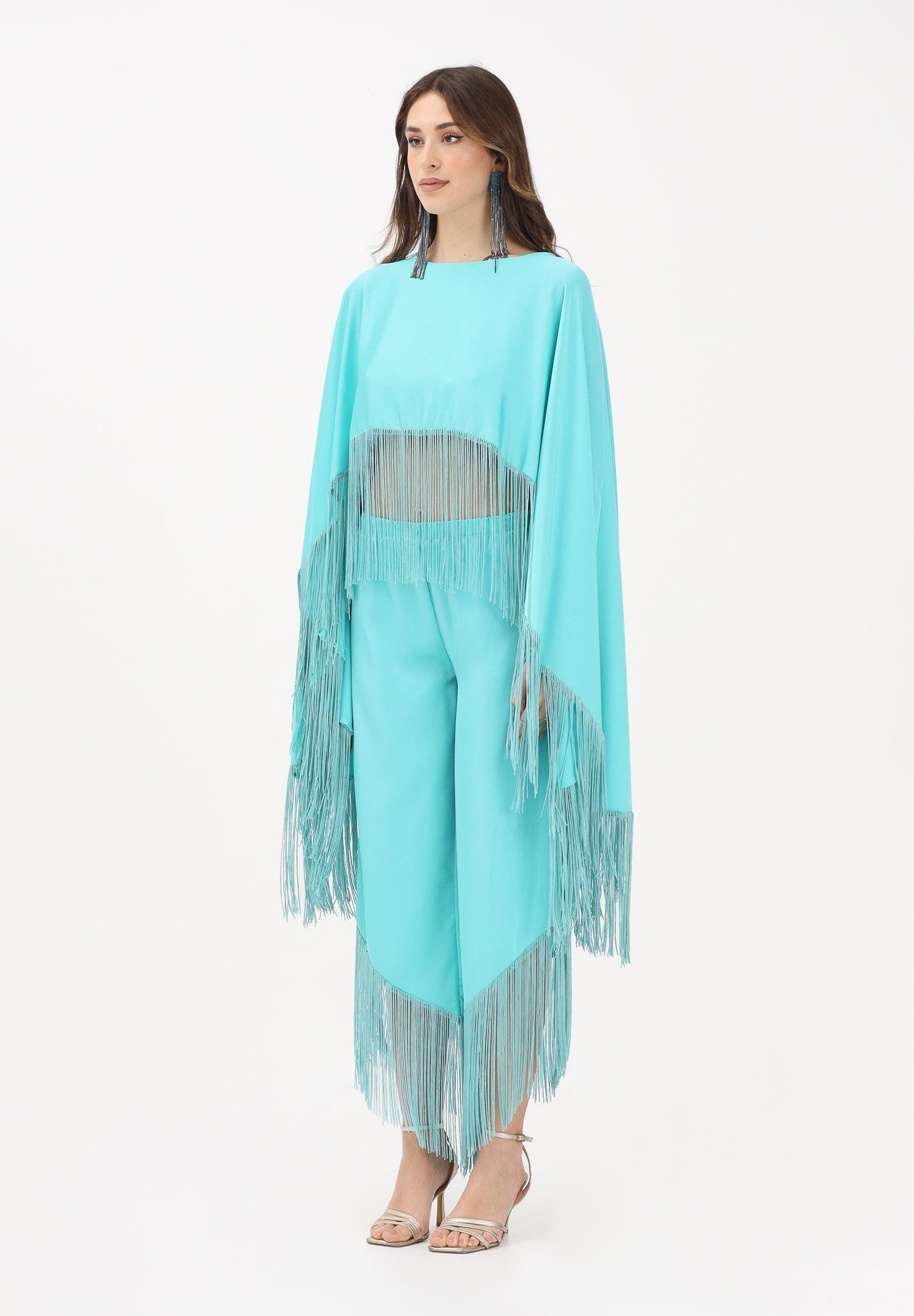 TPN Blusa turchese da donna con frange BEND232S6 9L TPN