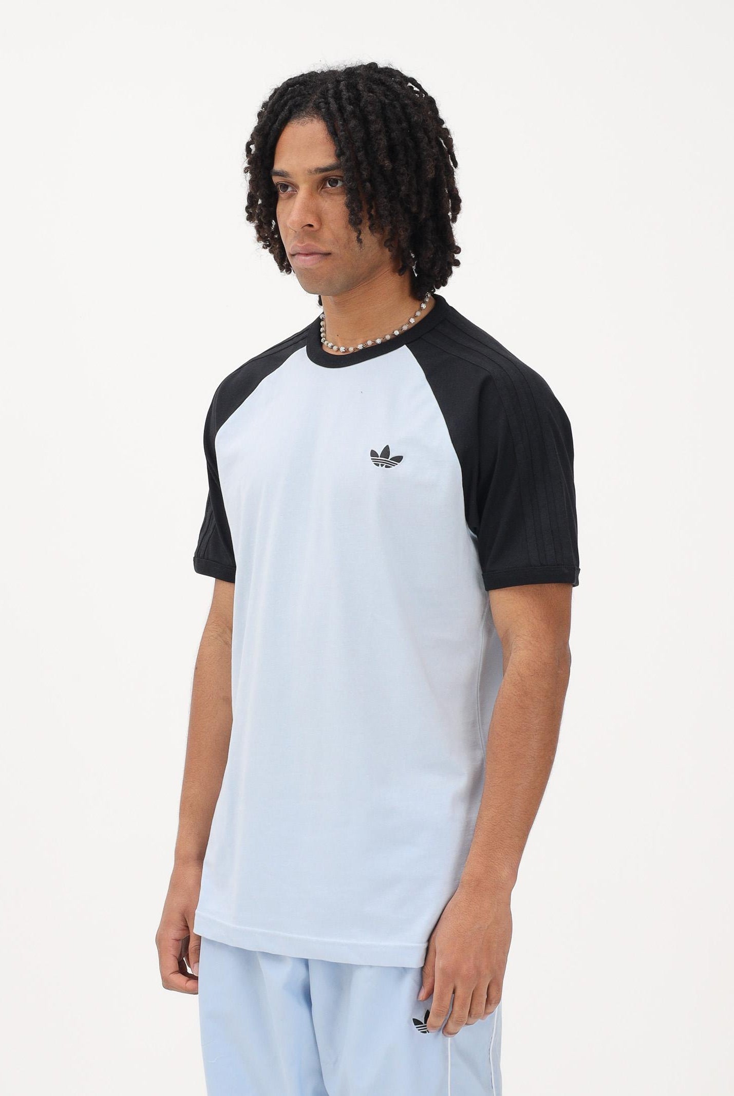 ADIDAS ORIGINALS T-shirt a manica corta 3 STRIPES azzurra da uomo KE2423 . ADIDAS ORIGINALS