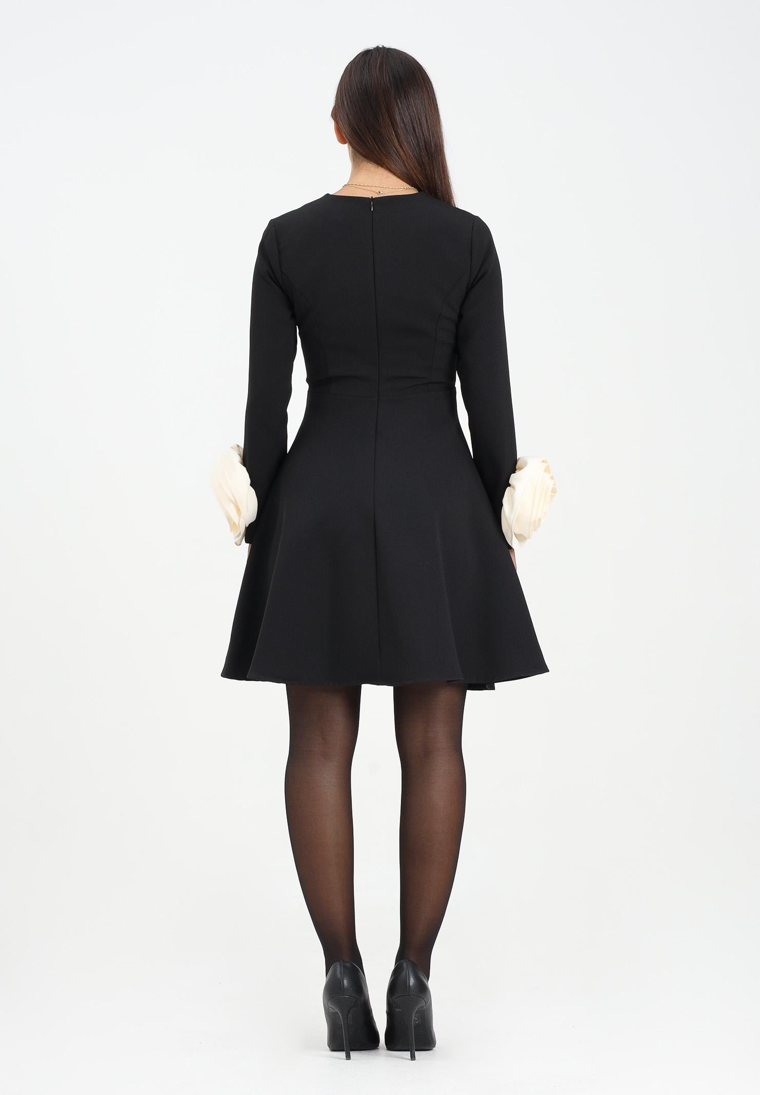 ODI ODI Abito corto Ampezzo nero da donna con applicazioni fiori AMPEZZO110W5 D6 ODI ODI