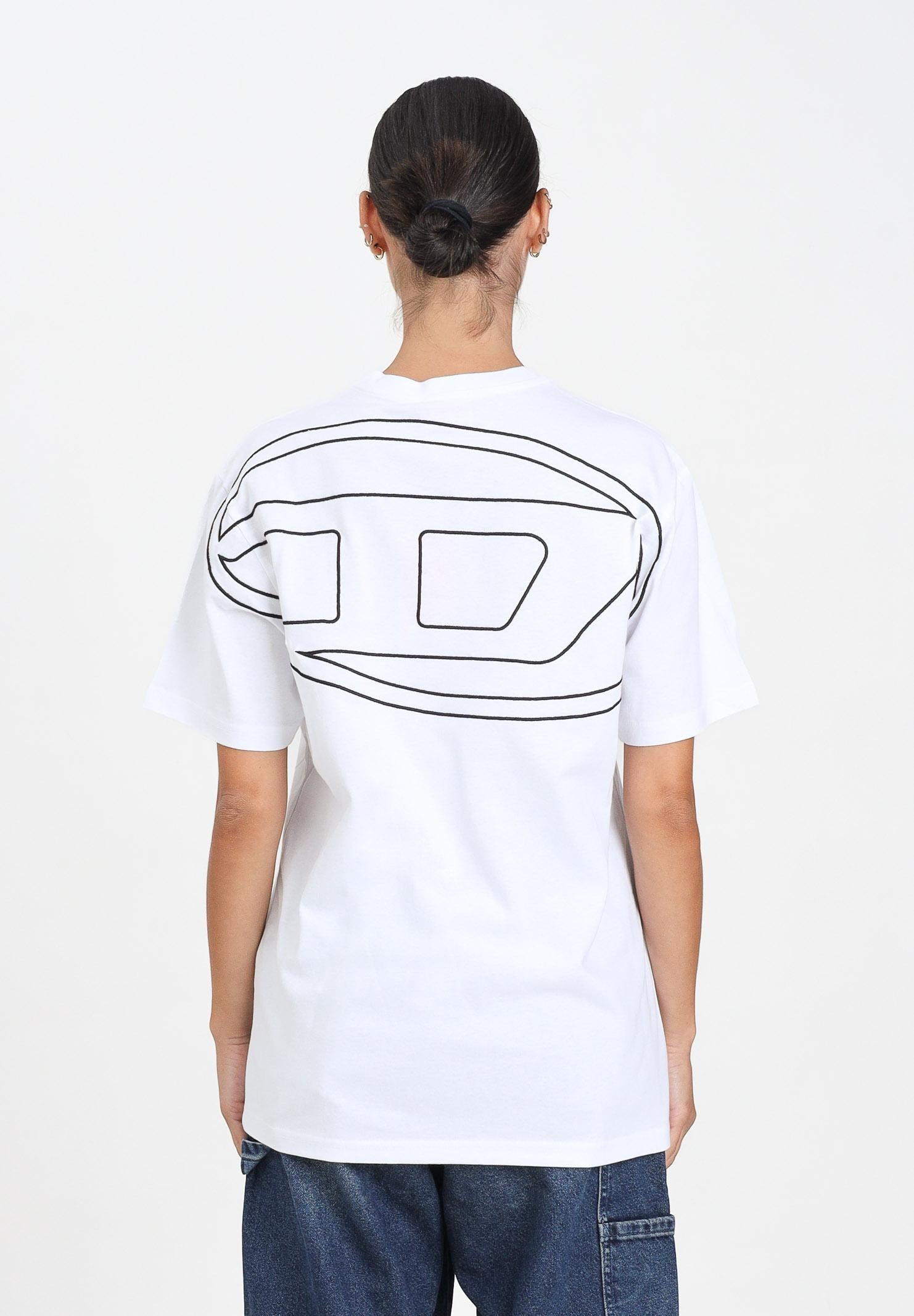 DIESEL T-shirt a manica corta bianca per donna, ragazzi e bambini con maxi logo Oval D J022760HGAM K100 DIESEL