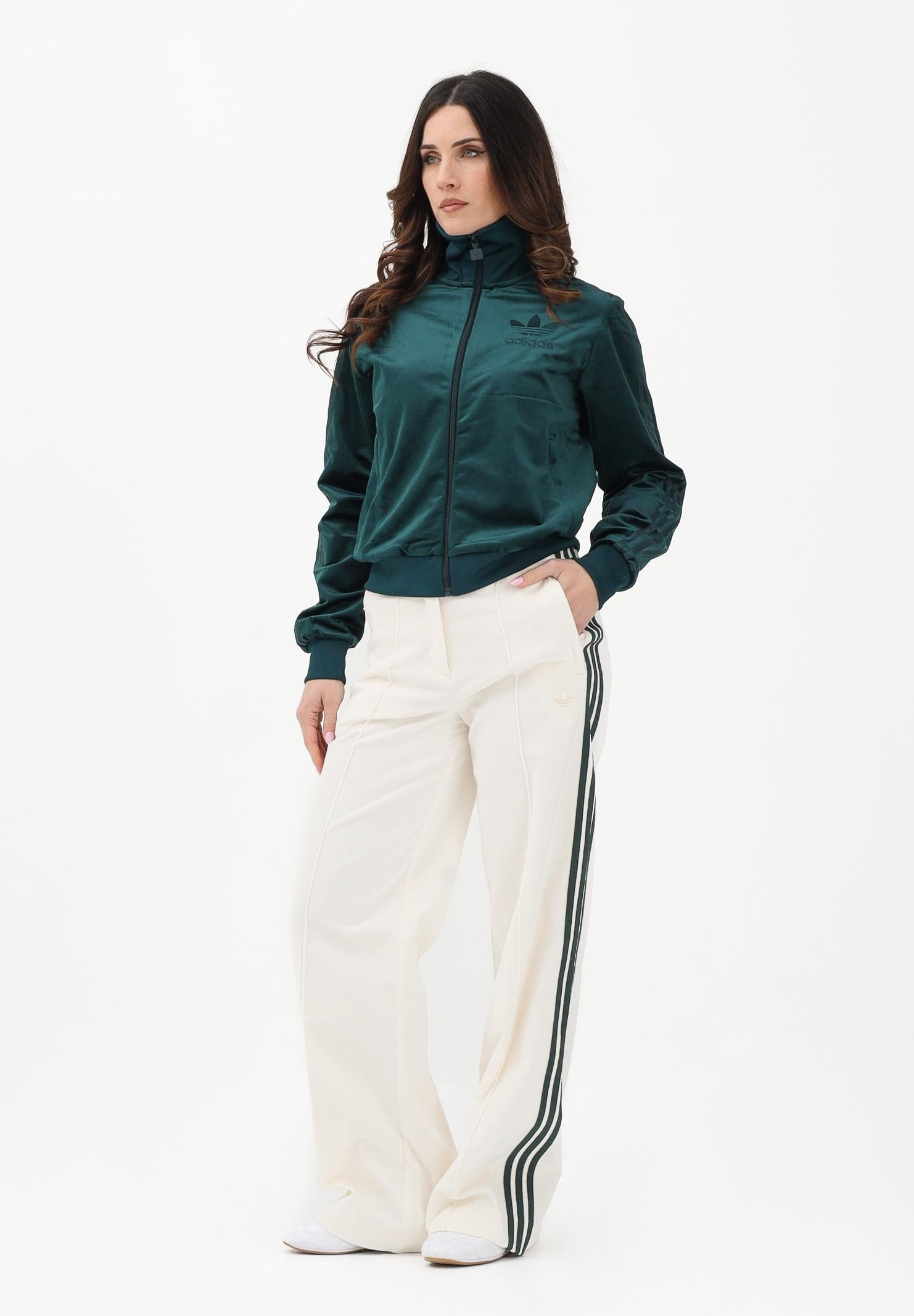ADIDAS ORIGINALS Pantalone sportivo in velluto panna e verde da donna KF2303 . ADIDAS ORIGINALS