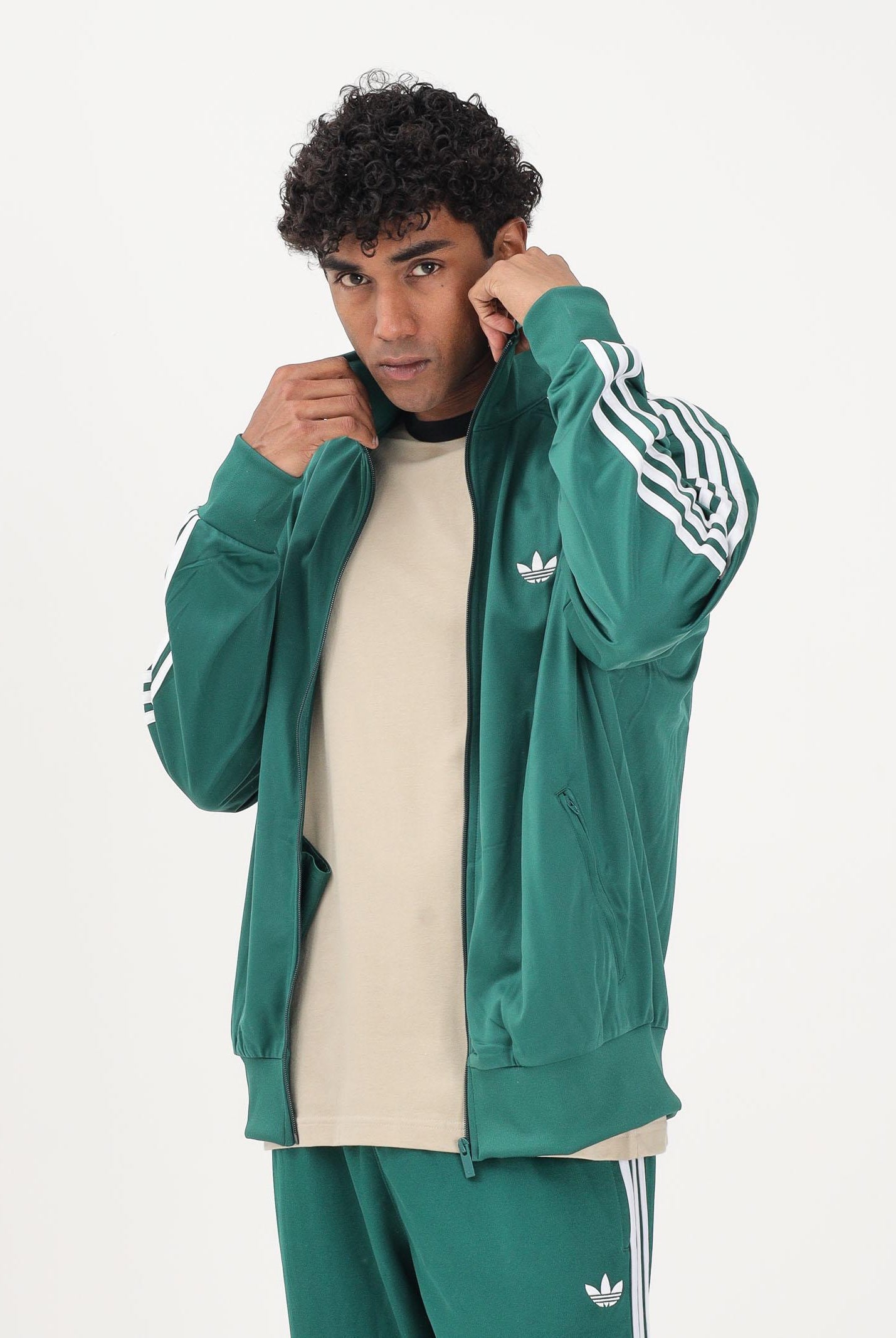 ADIDAS ORIGINALS Felpa con zip FIREBIRD verde da uomo KD8314 . ADIDAS ORIGINALS