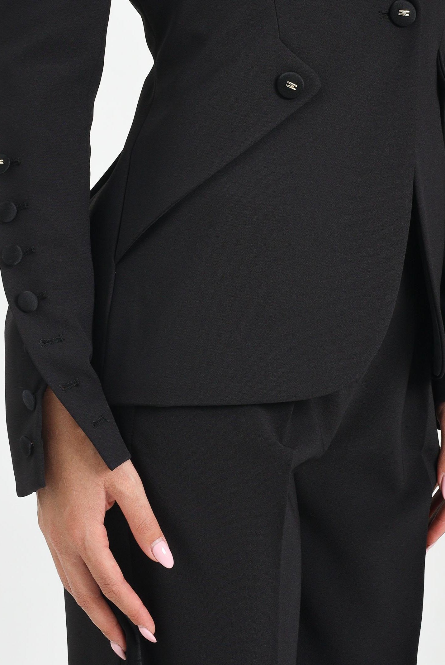 ELISABETTA FRANCHI Giacca monopetto nera da donna in crêpe leggero GI15456E2 110 ELISABETTA FRANCHI