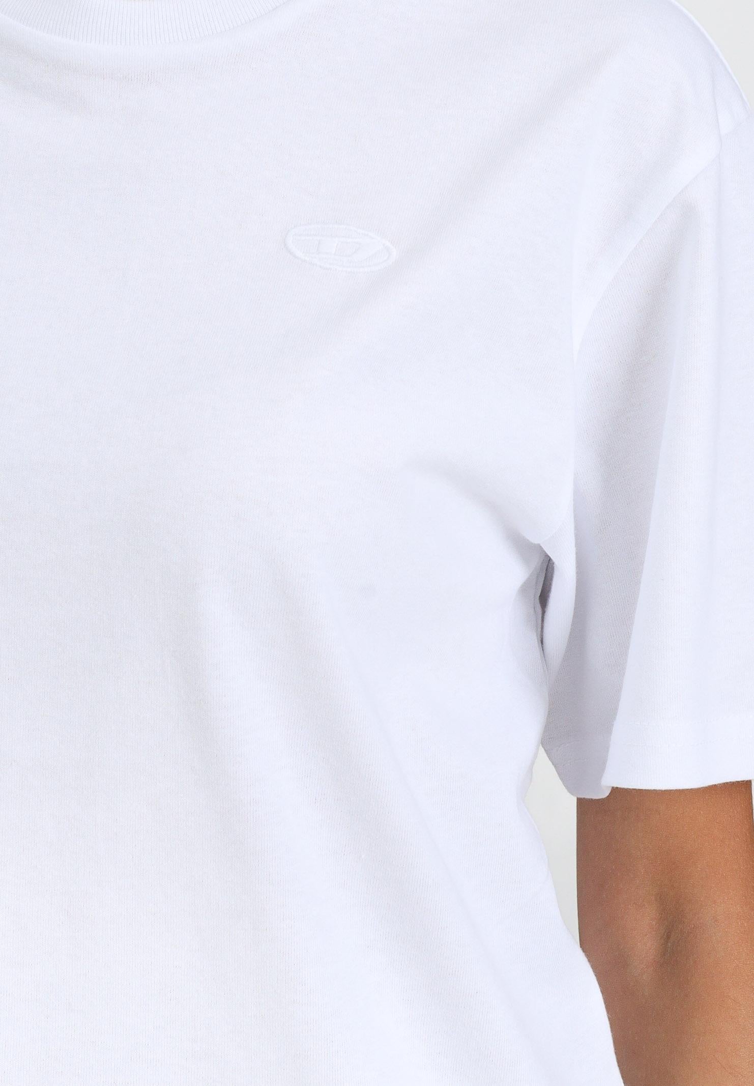 DIESEL T-shirt a manica corta bianca per donna, ragazzi e bambini con maxi logo Oval D J022760HGAM K100 DIESEL
