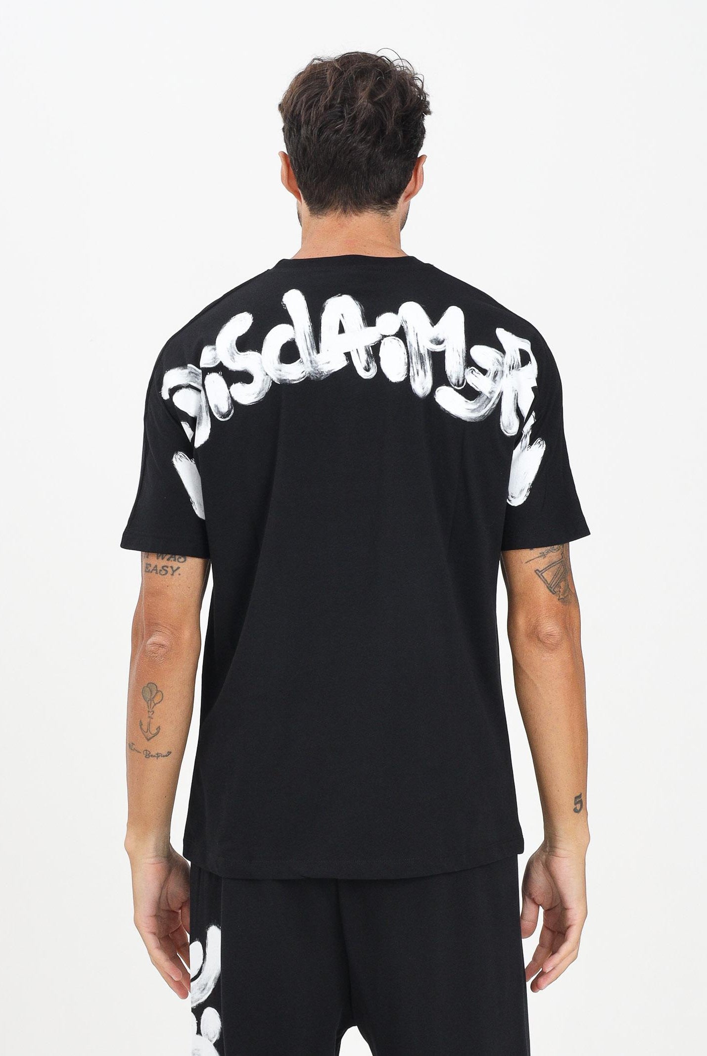 DISCLAIMER T-shirt a manica corta nera da uomo con maxi stampa logo 25IDS55117 NEBI DISCLAIMER