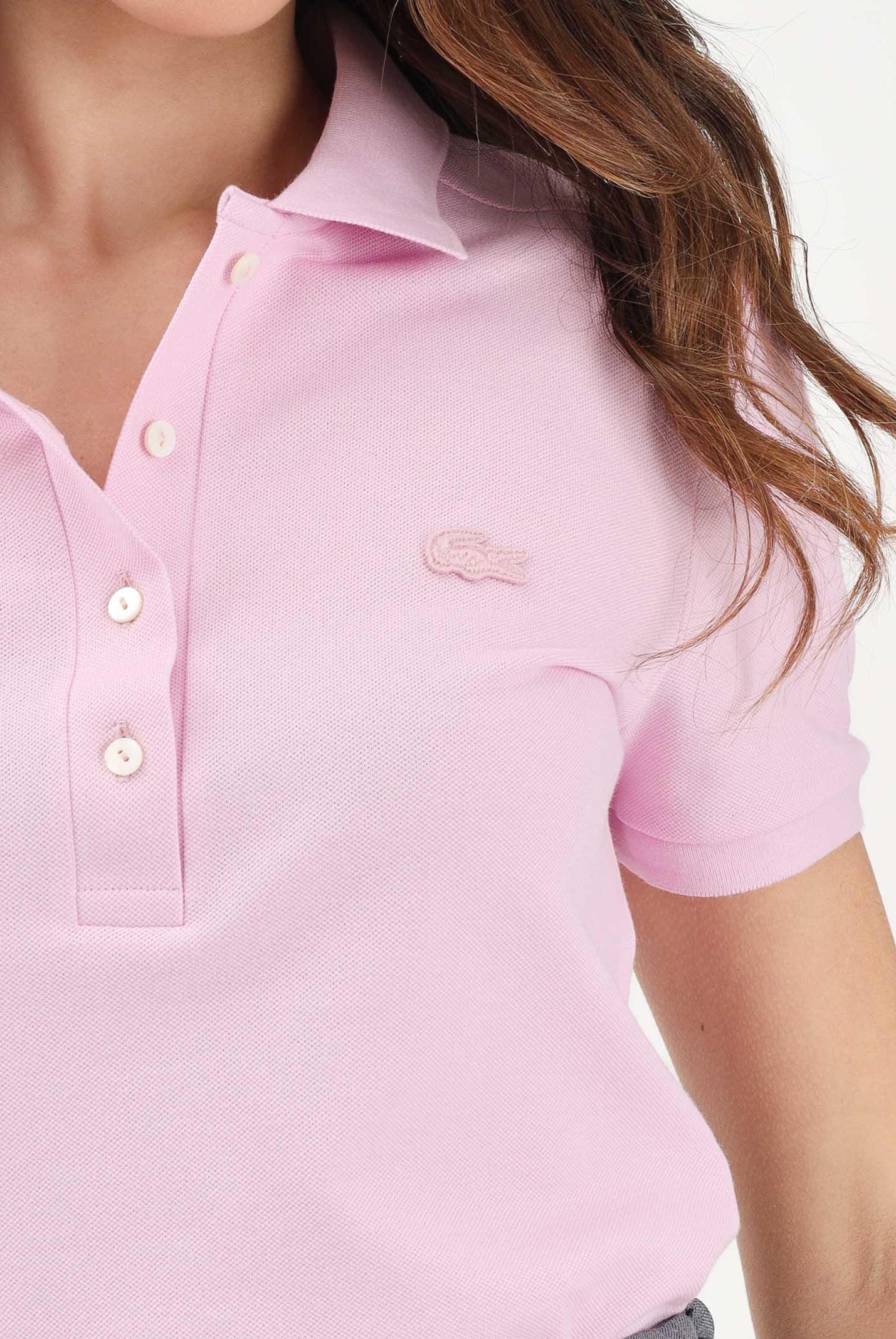 LACOSTE Polo a manica corta rosa da donna con logo PF5462 Z4H LACOSTE