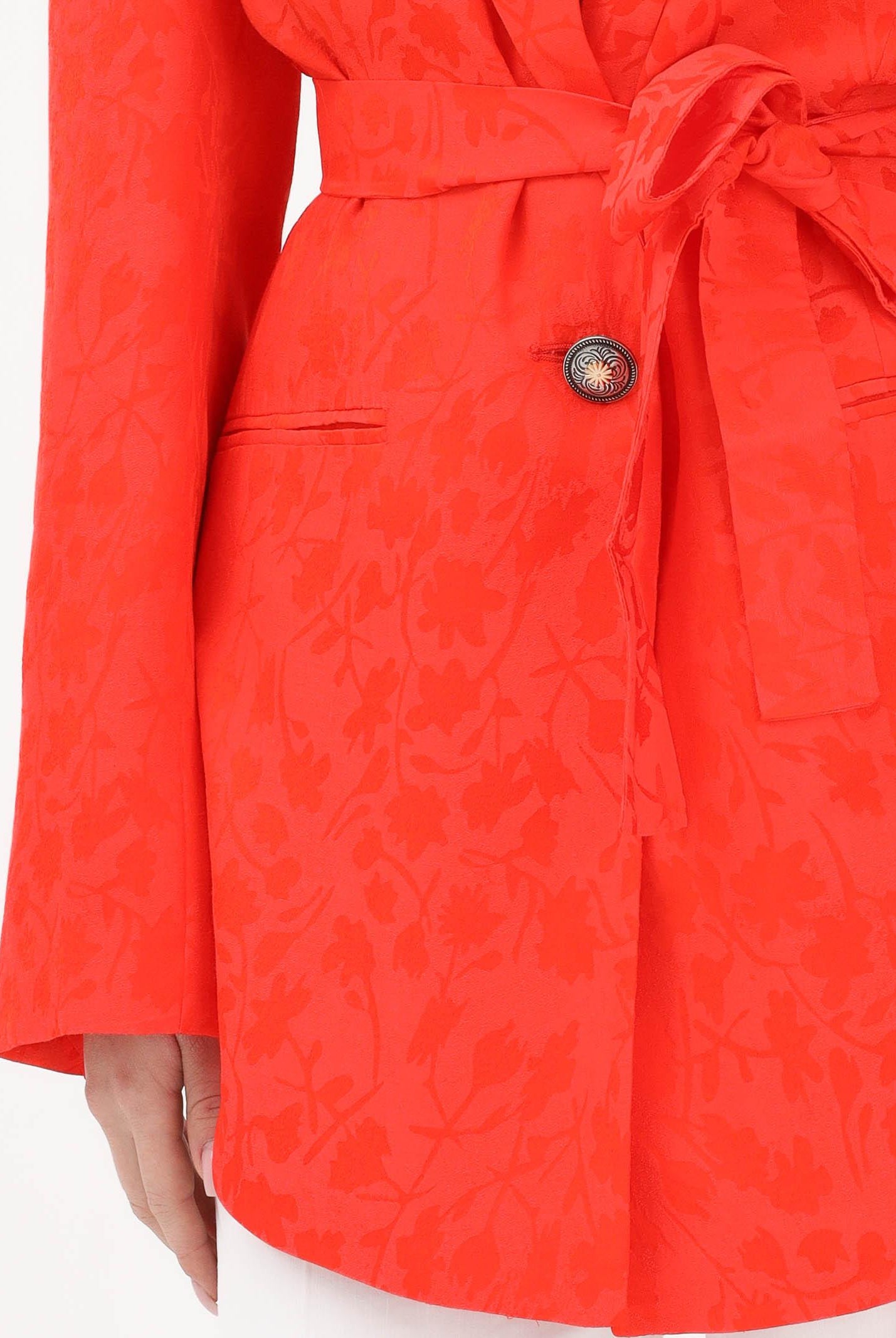 PINKO Giacca in stile kimono arancione da donna con motivo floreale 106800A3AN A99 PINKO