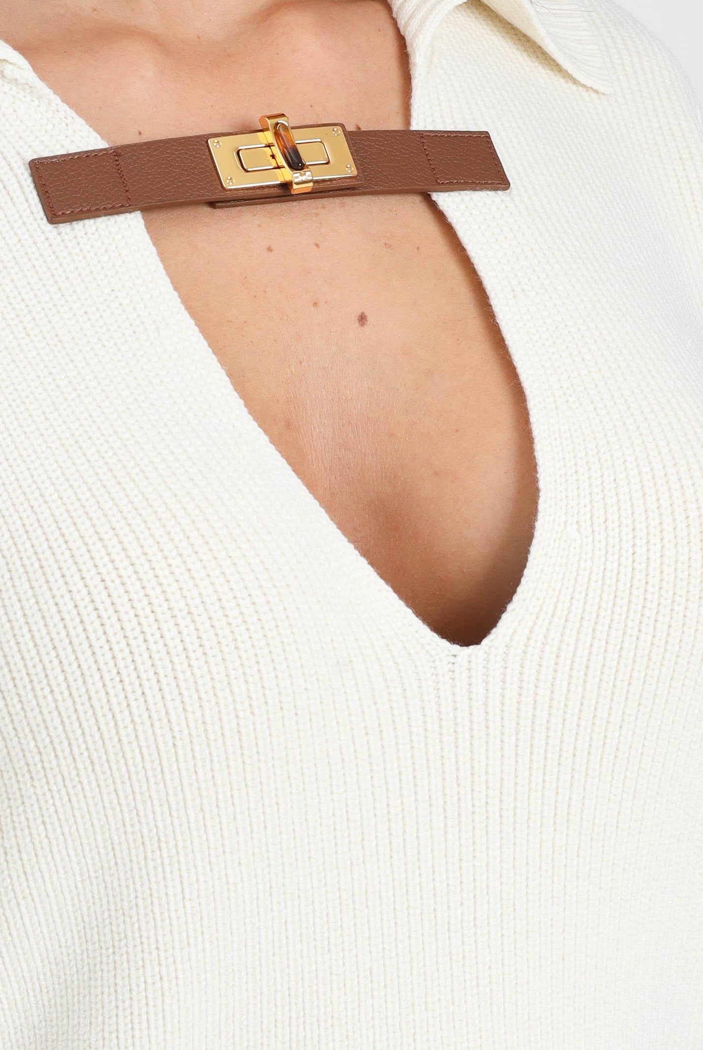 ELISABETTA FRANCHI Maglioncino color latte da donna con cinturino gioiello MK06S56E2 DZ9 ELISABETTA FRANCHI