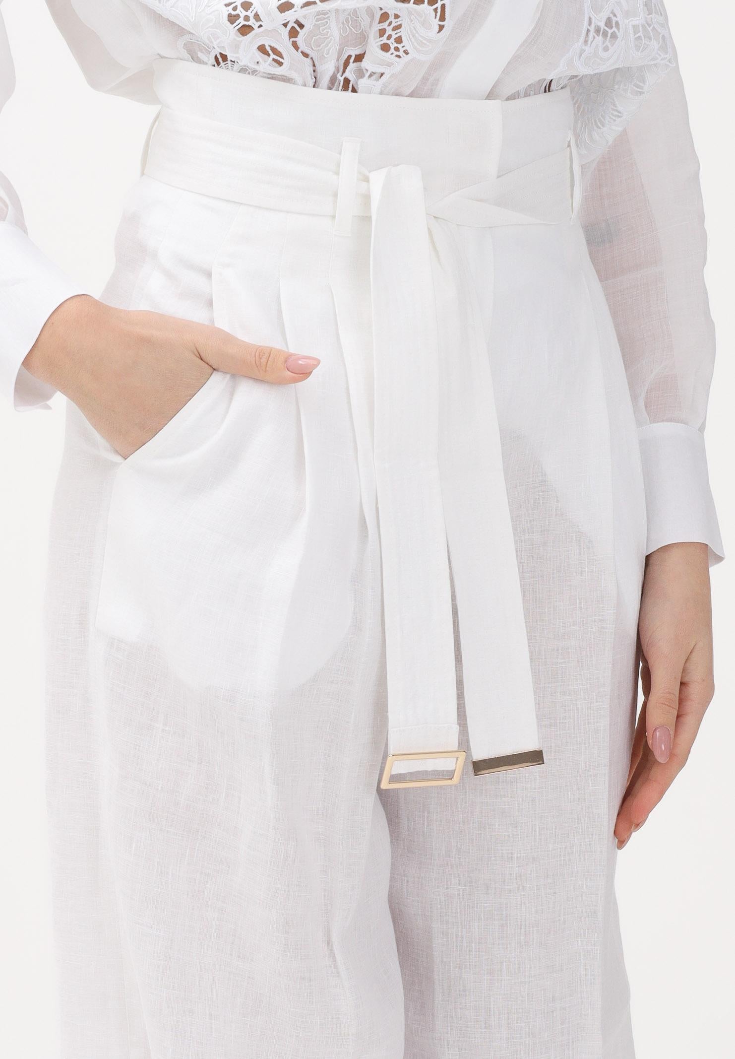 MAX MARA Pantalone MSTMATERIA in lino bianco da donna 2616131092600 002 MAX MARA