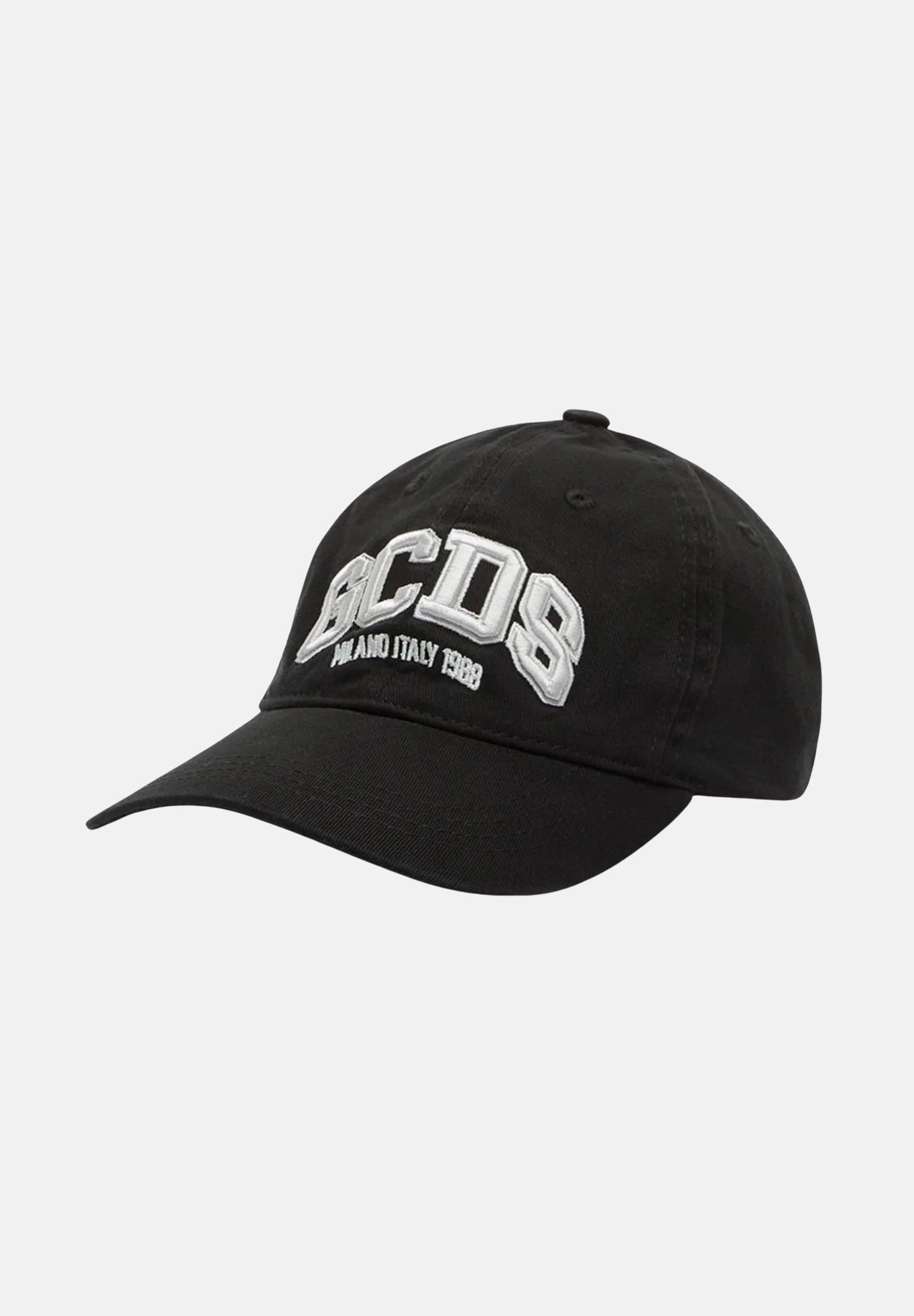 GCDS Cappello con visiera nero per uomo e donna rifinito da logo B2EU5800AK6 99 GCDS