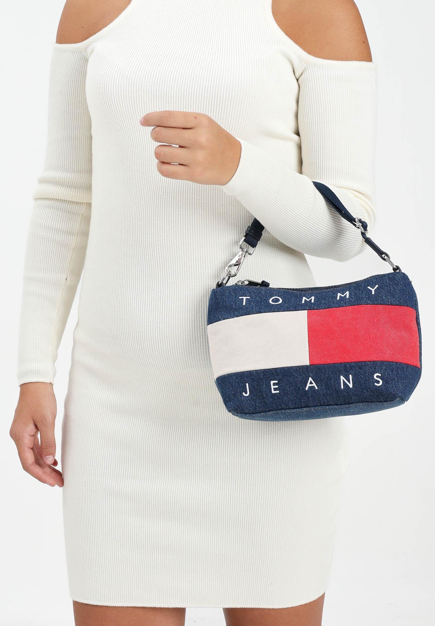 TOMMY JEANS Borsa a spalla in denim da donna AW0AW18213 1AF TOMMY JEANS