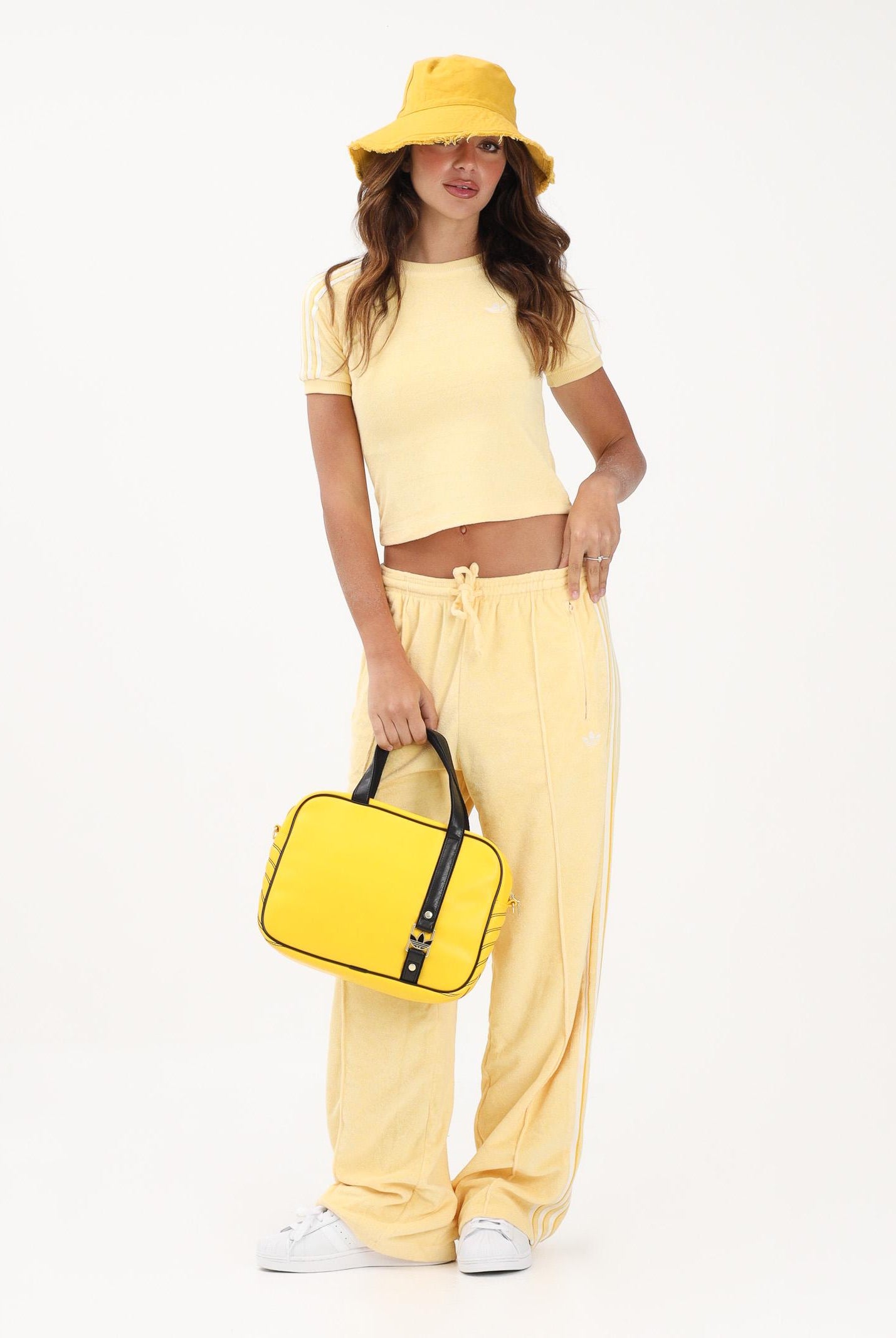 ADIDAS ORIGINALS Pantalone sportivo in spugna asciugamano Firebird giallo da donna KD1413 . ADIDAS ORIGINALS