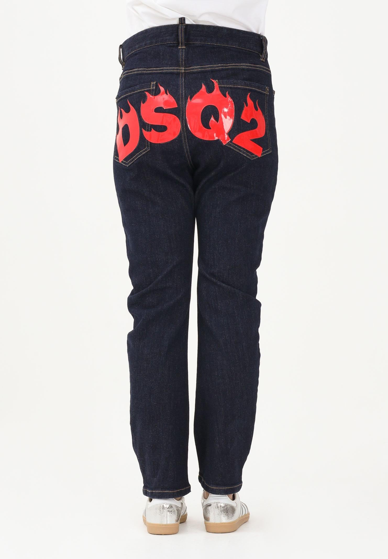 DSQUARED2 Jeans in denim blu scuro per donna, ragazzi e bambini con stampa sul retro DQ3283D0AFX DQ01 DSQUARED2