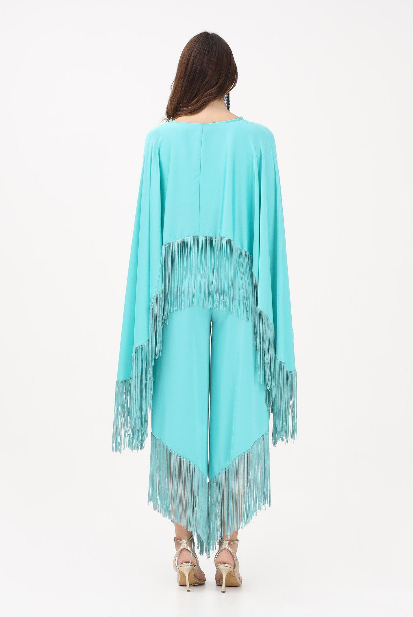 TPN Blusa turchese da donna con frange BEND232S6 9L TPN