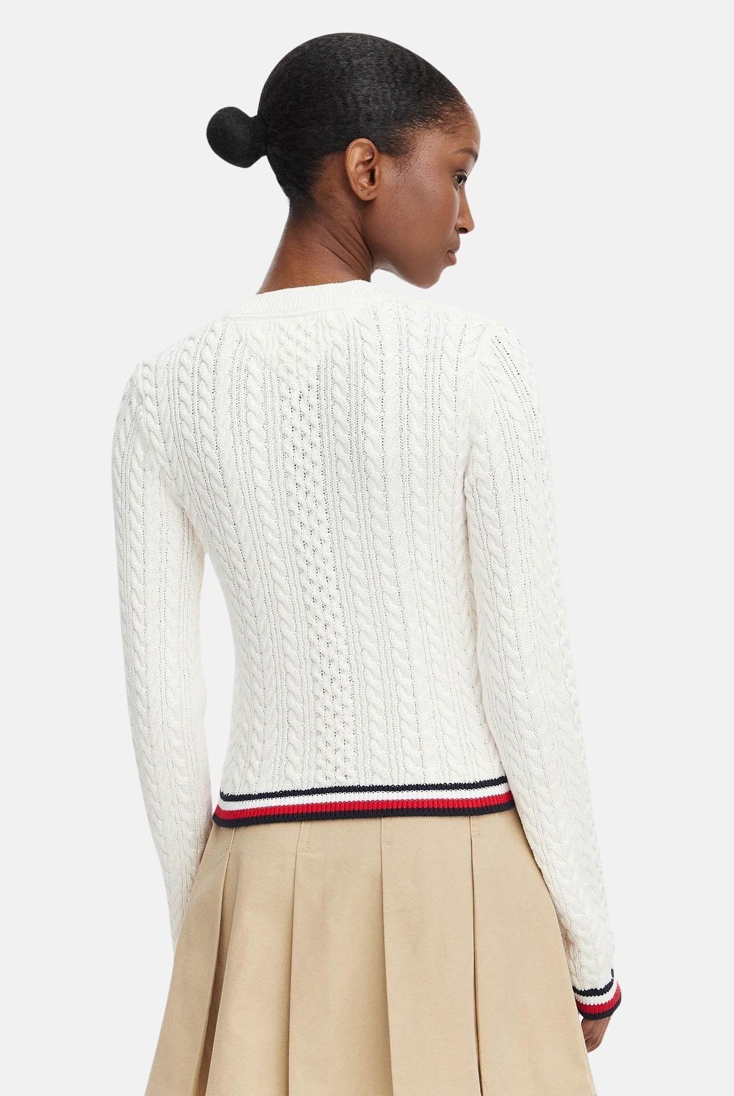TOMMY JEANS pullover girocollo TJW RWB Tipping Sweater Ancient White bianco donna. DW0DW22933 YBH TOMMY JEANS