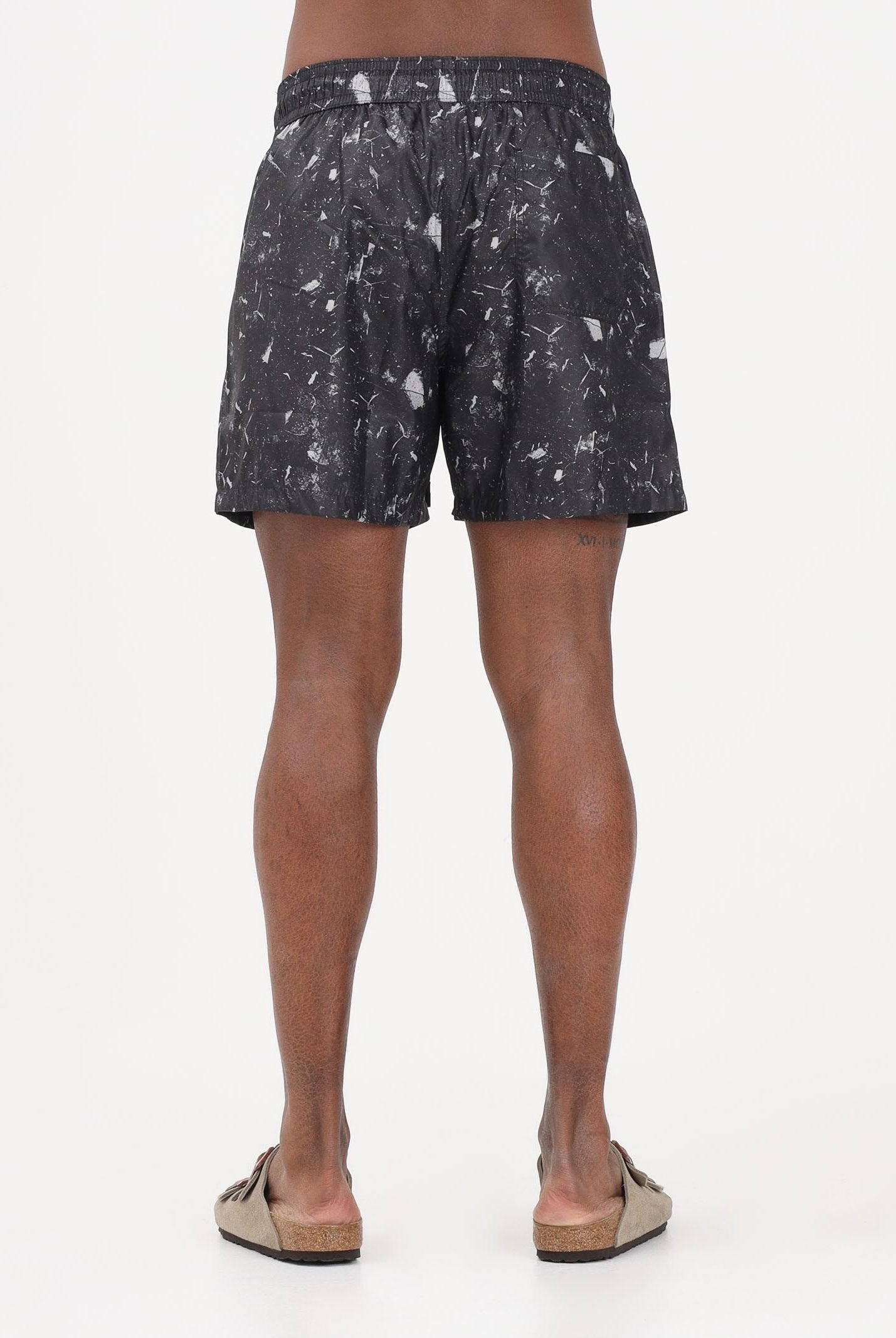 I'M BRIAN Shorts mare nero da uomo con fantasia astratta BC3752 0028 I'M BRIAN