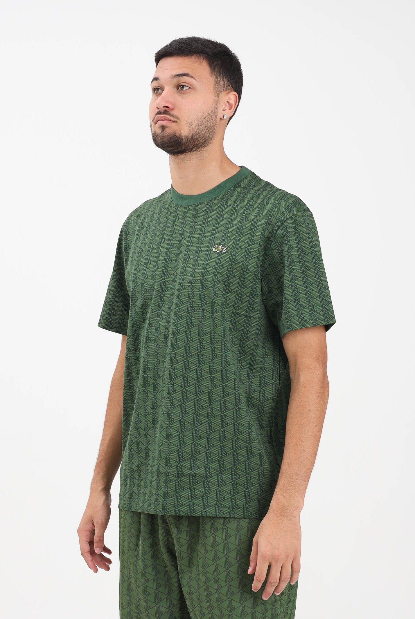 LACOSTE T-shirt a manica corta verde da uomo con monogramma TH5902 D1R LACOSTE