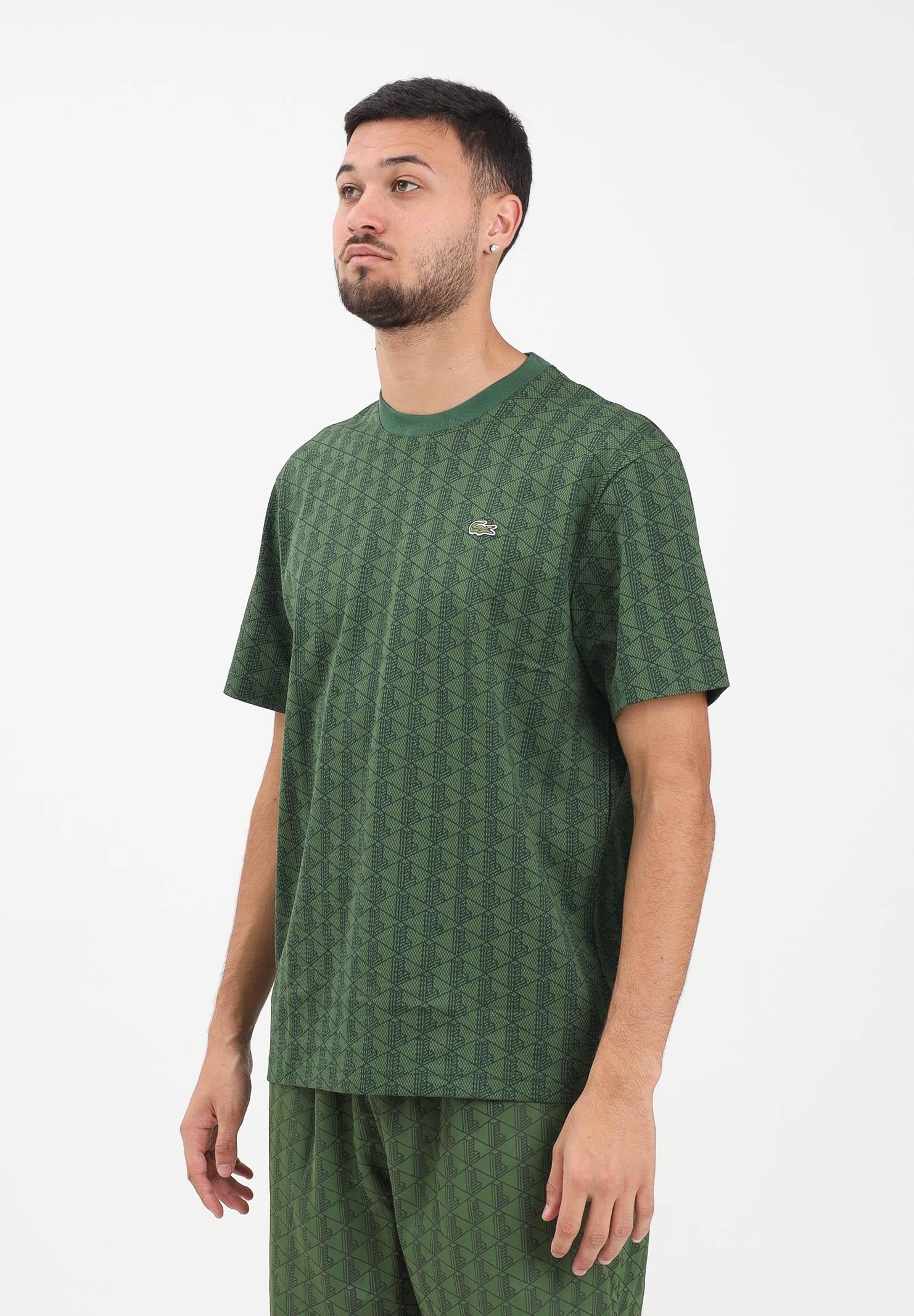 LACOSTE T-shirt a manica corta verde da uomo con monogramma TH5902 D1R LACOSTE