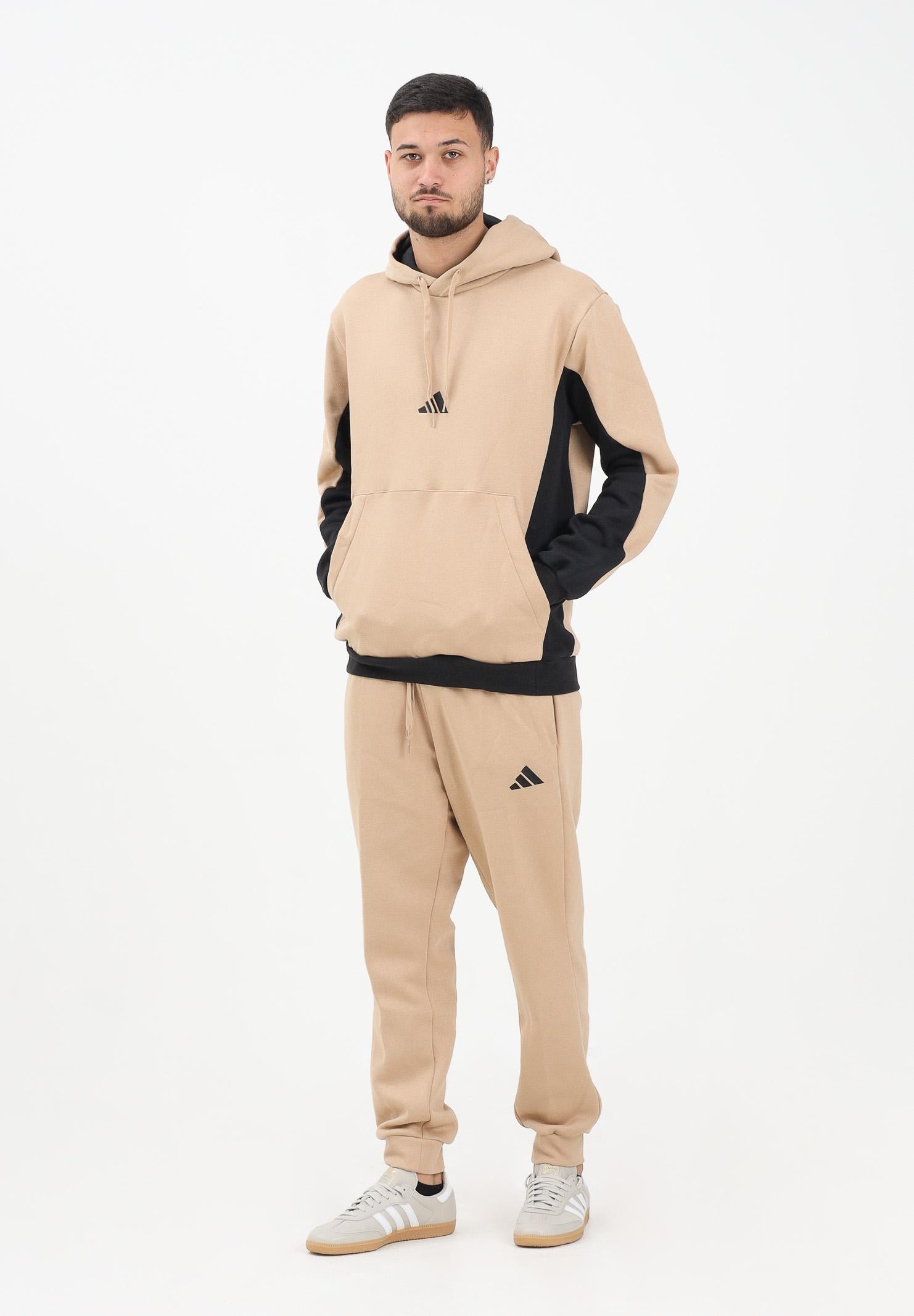 ADIDAS PERFORMANCE Tuta Fleece Colorblock beige e nera da uomo KB5265 ADIDAS PERFORMANCE