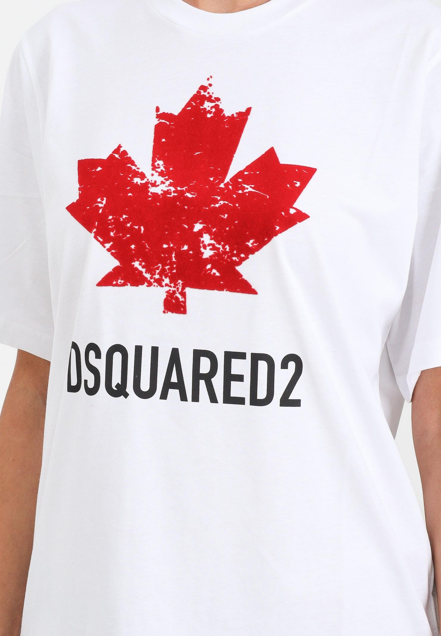 DSQUARED2 T-shirt a manica corta bianca per donna, ragazzi e bambini con logo DQ2982D00XM DQ100 DSQUARED2