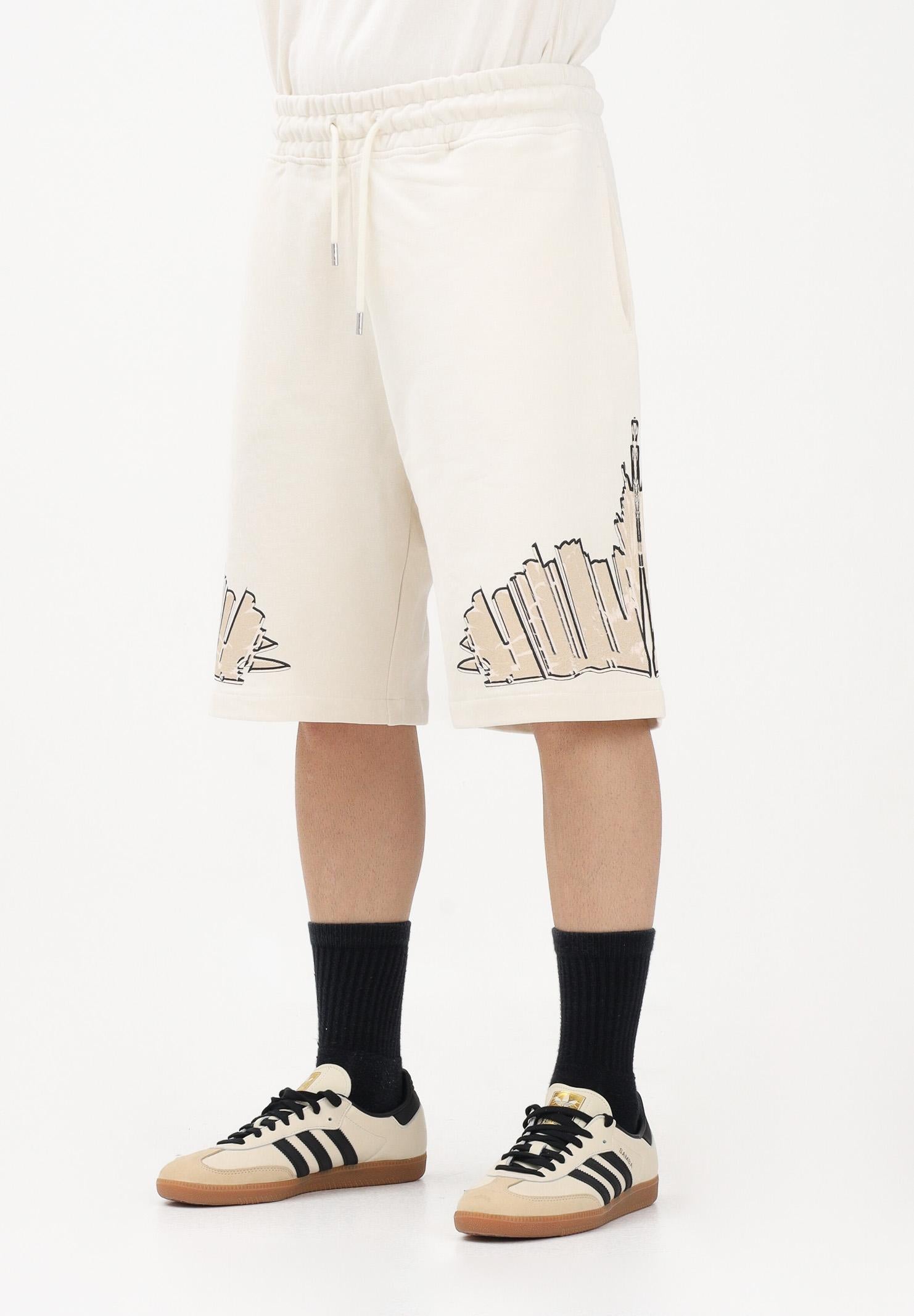 MARCELO BURLON COUNTY OF MILAN Shorts sportivo panna da uomo con stampa S6CMMABE018 412 MARCELO BURLON COUNTY OF MILAN