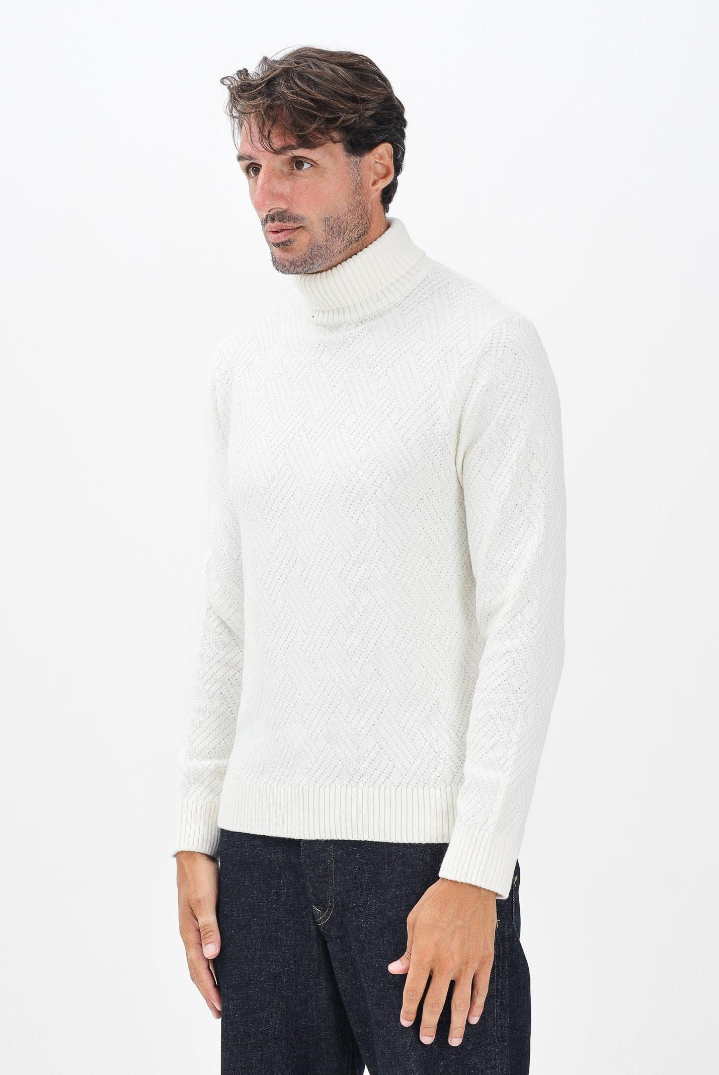 SELECTED HOMME Maglioncino a collo alto panna da uomo 16098329 Egret SELECTED HOMME