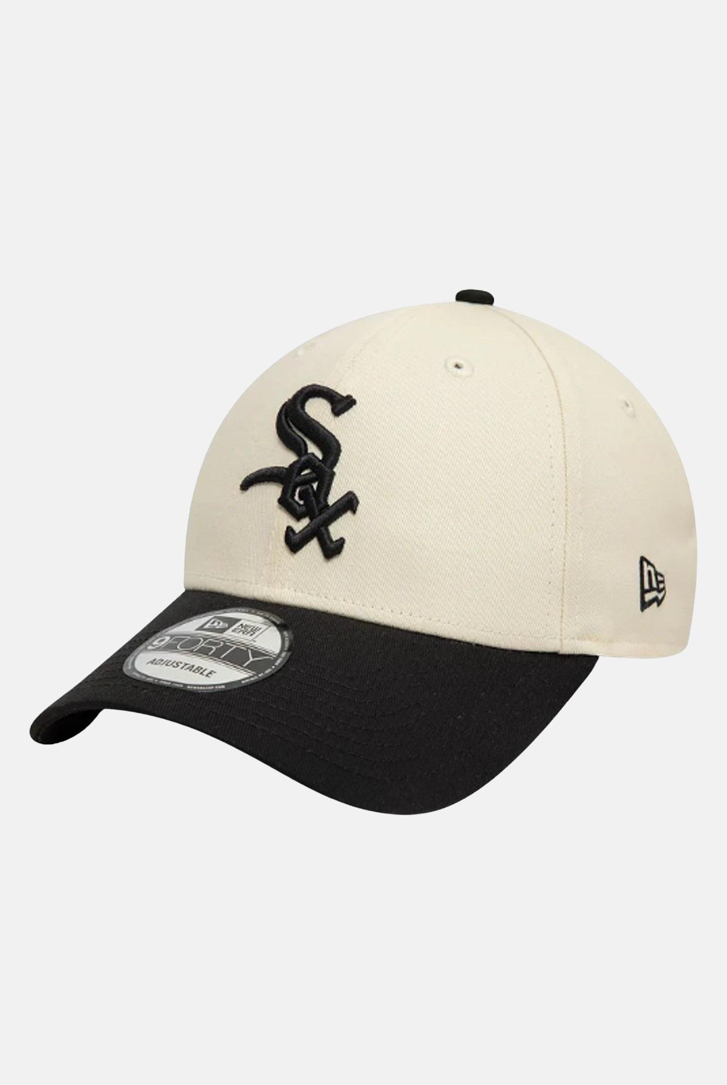 Cappello con visiera 9FORTY Chicago White Sox Colour Block panna e nero per uomo e donna 60595216 NEW ERA