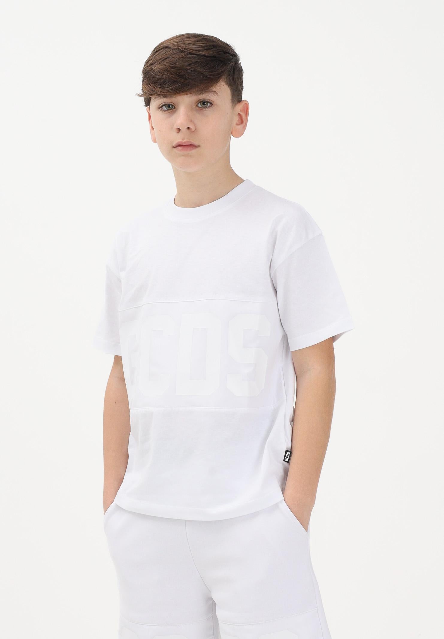 GCDS T-shirt a manica corta bianca per donna, ragazzi e bambini con logo Z0UJQC597J105 100A GCDS