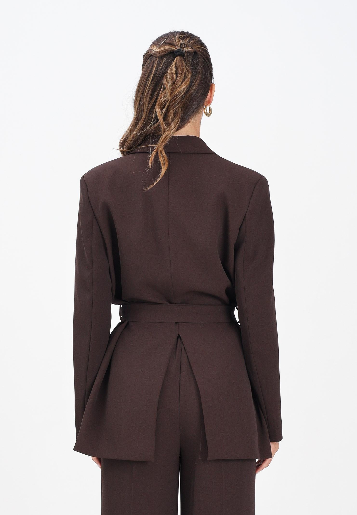 VICOLO Giacca marrone da donna con cintura TF0358 FU96 VICOLO