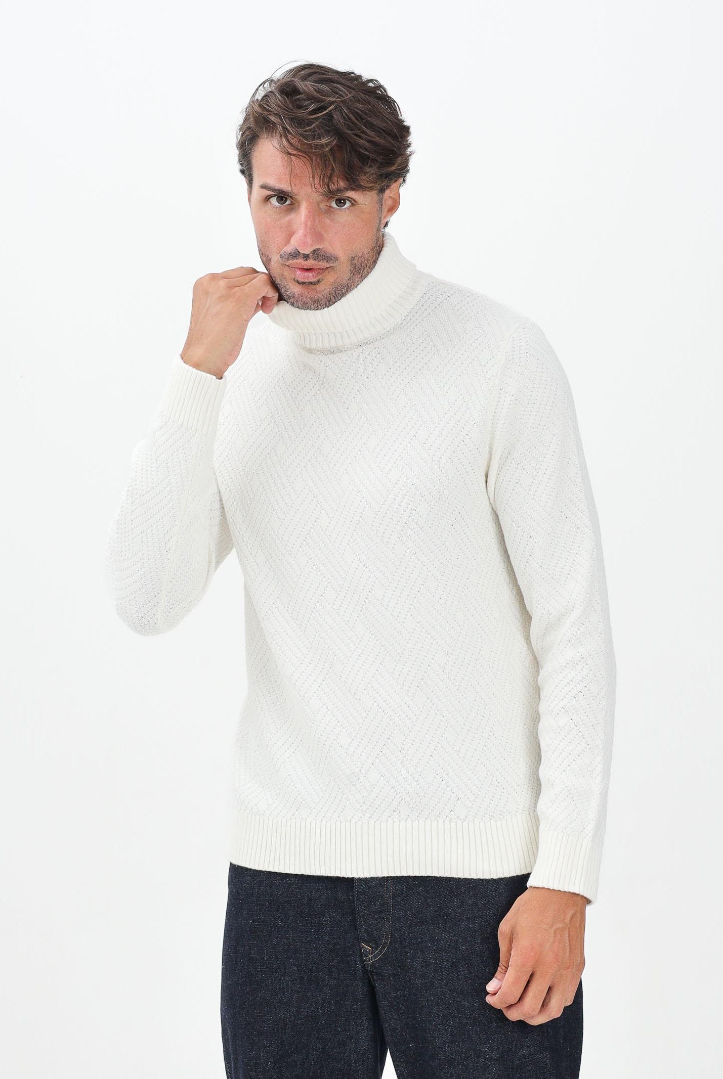 SELECTED HOMME Maglioncino a collo alto panna da uomo 16098329 Egret SELECTED HOMME