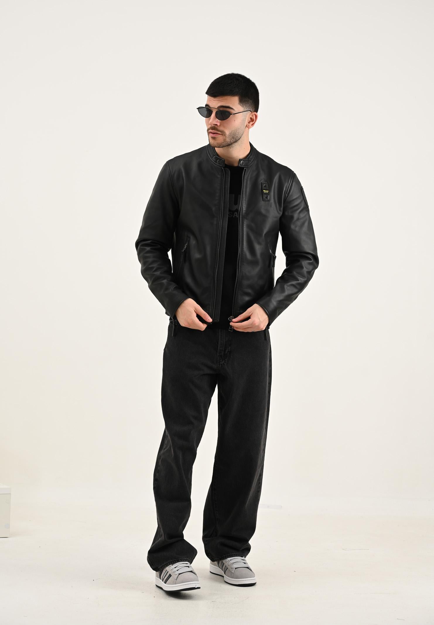 BLAUER Giubbotto di pelle RIPLEY nero da uomo 25WBLUL02318-007340 999 BLAUER