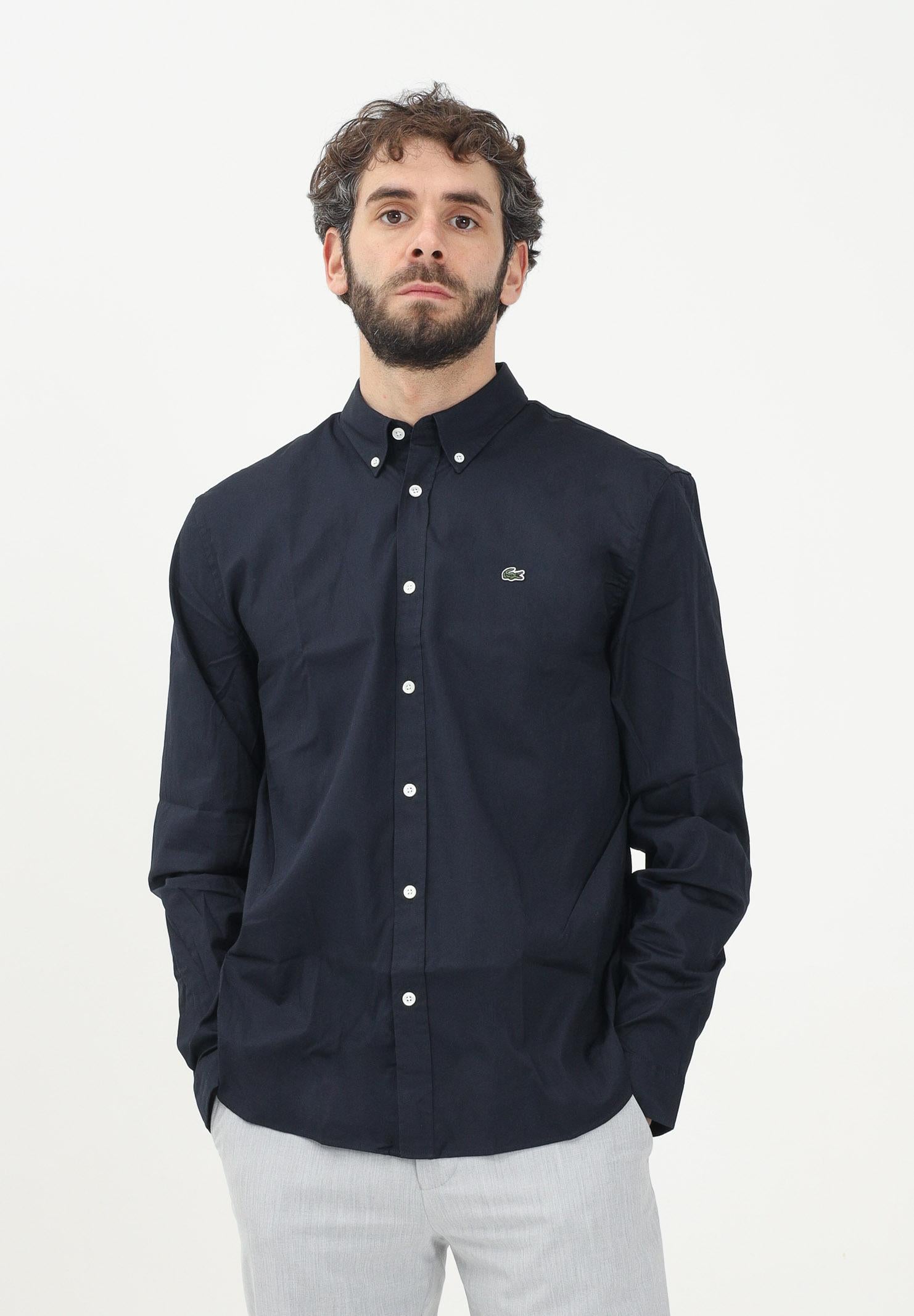 LACOSTE Camicia a manica lunga blu da uomo CH2933 HDE LACOSTE