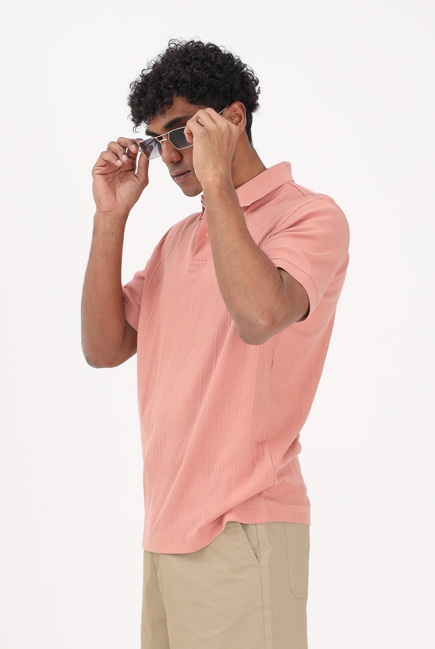 SELECTED HOMME Polo a manica corta rosa pesca da uomo 16100460 RODA SELECTED HOMME
