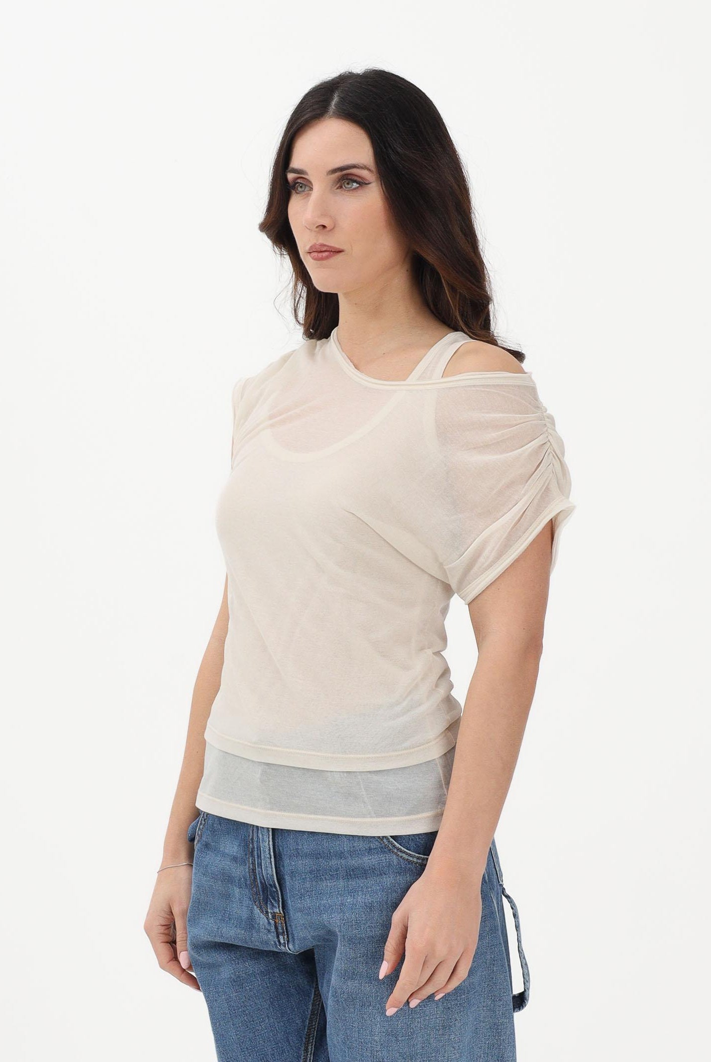 PINKO T-shirt a manica corta beige da donna composta da due pezzi 106460A2CL C03 PINKO