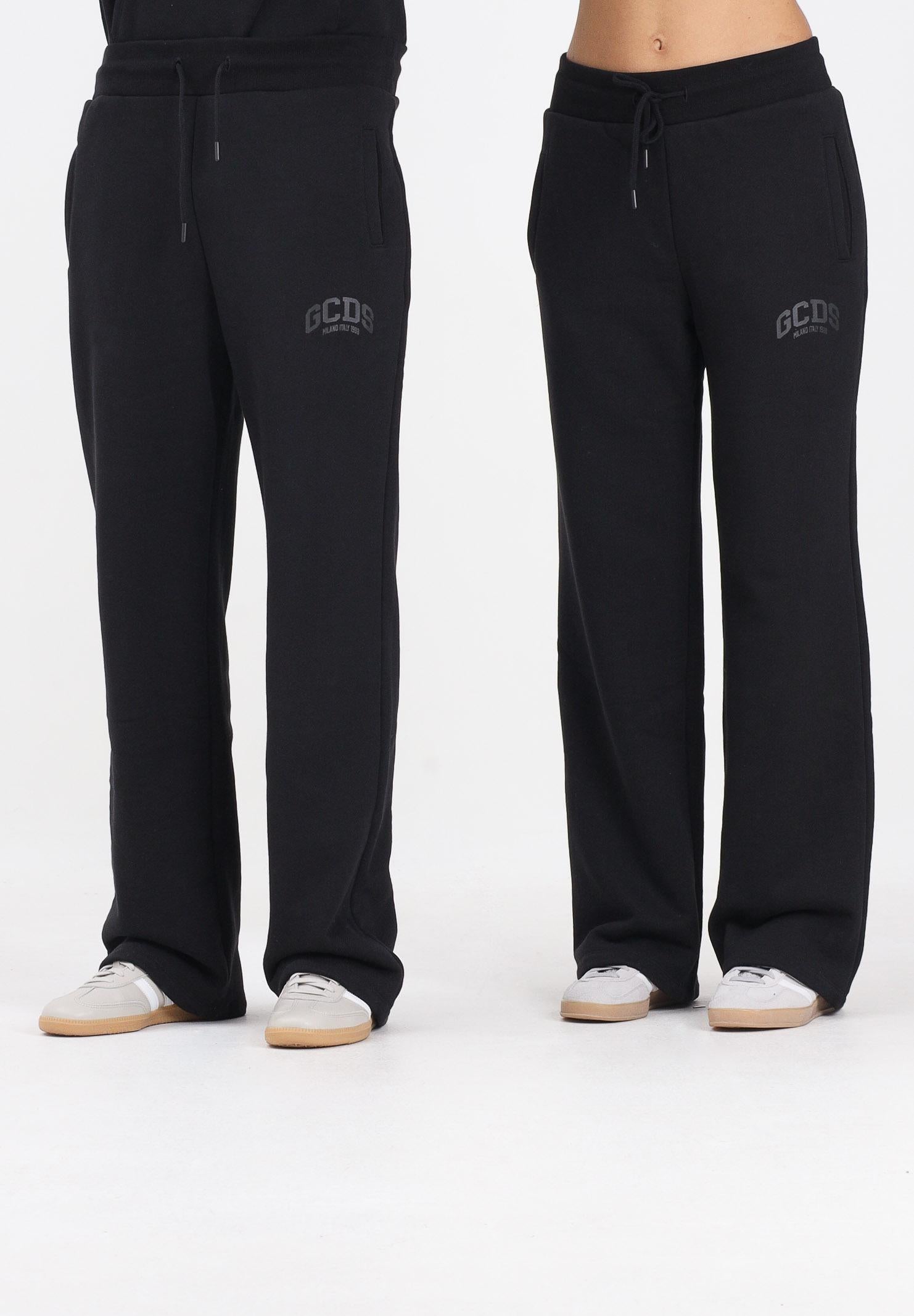 GCDS Pantalone sportivo nero per uomo e donna con stampa logo B2EW3001JD1 99 GCDS