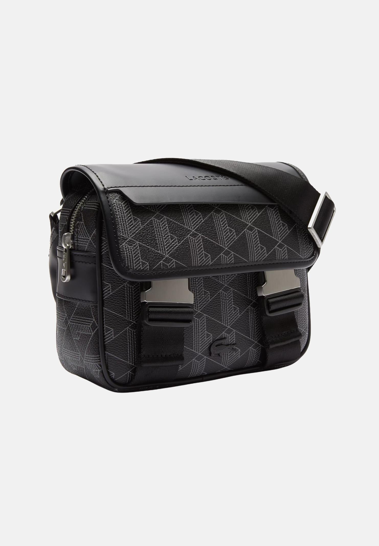 LACOSTE Borsa a tracolla nera per uomo e donna con monogramma The Blend NH3787 H45 LACOSTE
