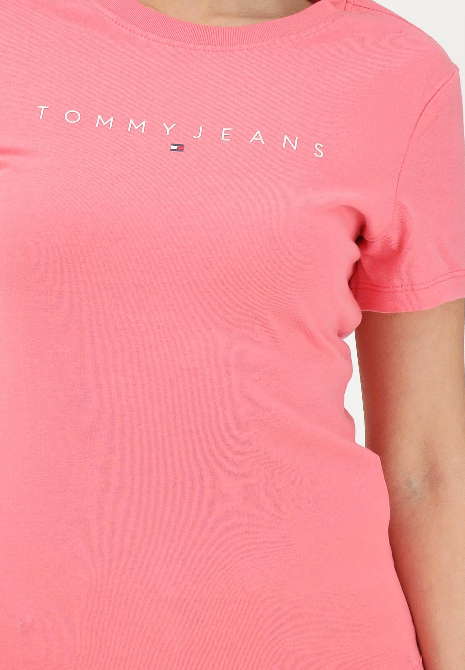TOMMY JEANS T-shirt a manica corta rosa da donna con logo DW0DW18398 TIE TOMMY JEANS