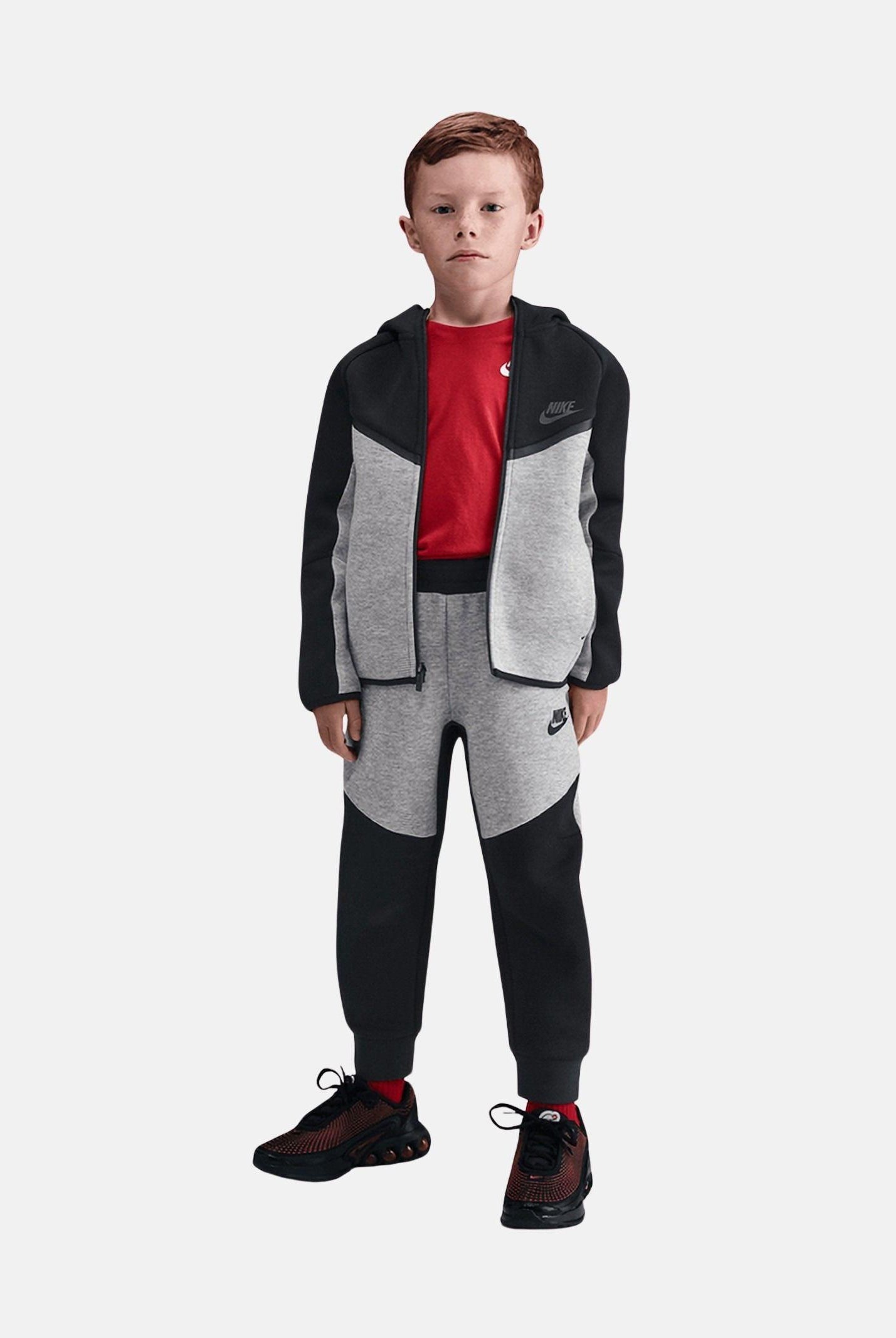 NIKE Tuta Tech Fleece nera e grigia per bambino e bambina 86M880 K90 NIKE