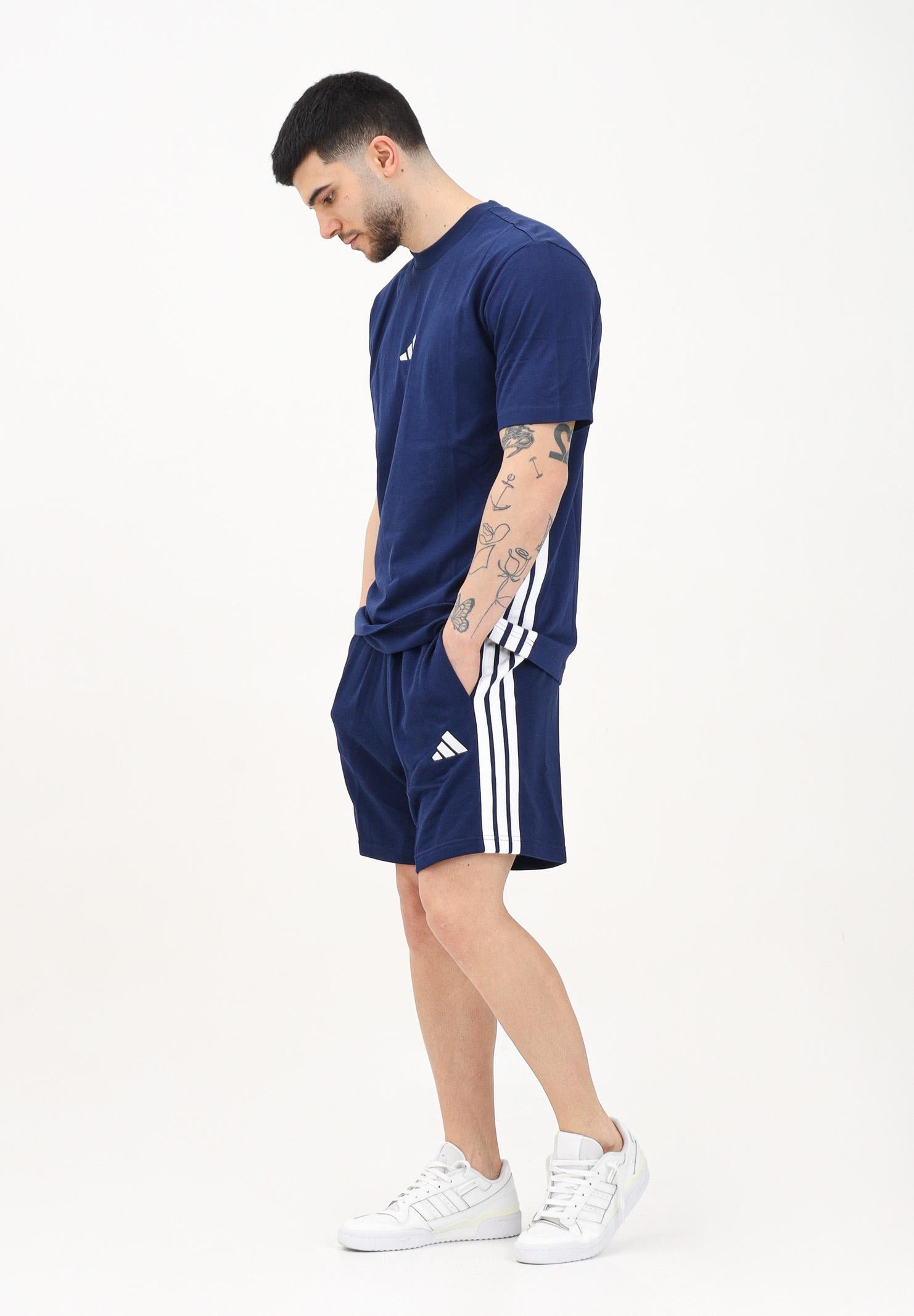 ADIDAS PERFORMANCE Shorts sportivo Essential 3-Stripes French Terry blu da uomo JE6417 . ADIDAS PERFORMANCE