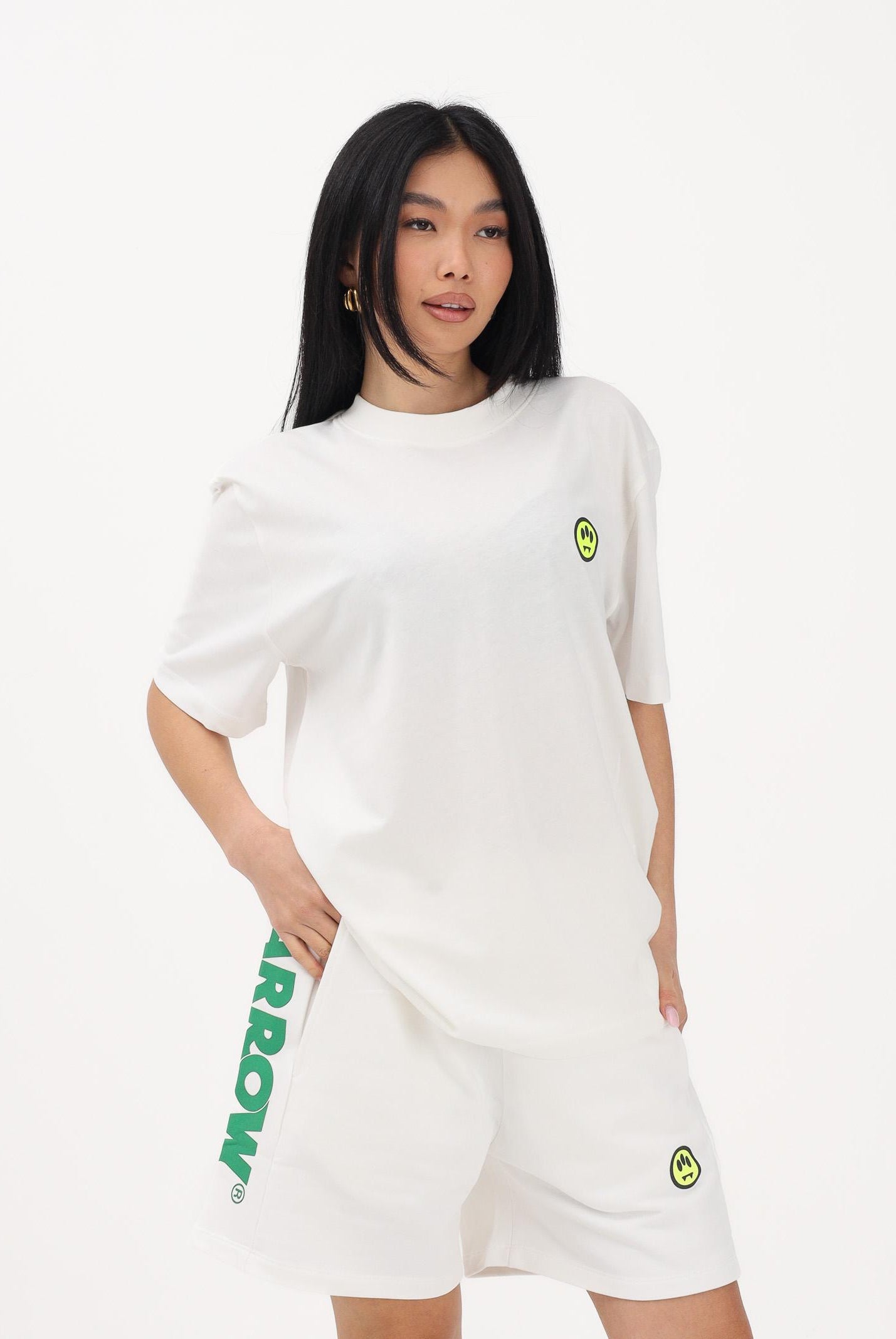 BARROW T-shirt a manica corta bianca per uomo e donna con stampa logo S6BWUATH003 412 BARROW