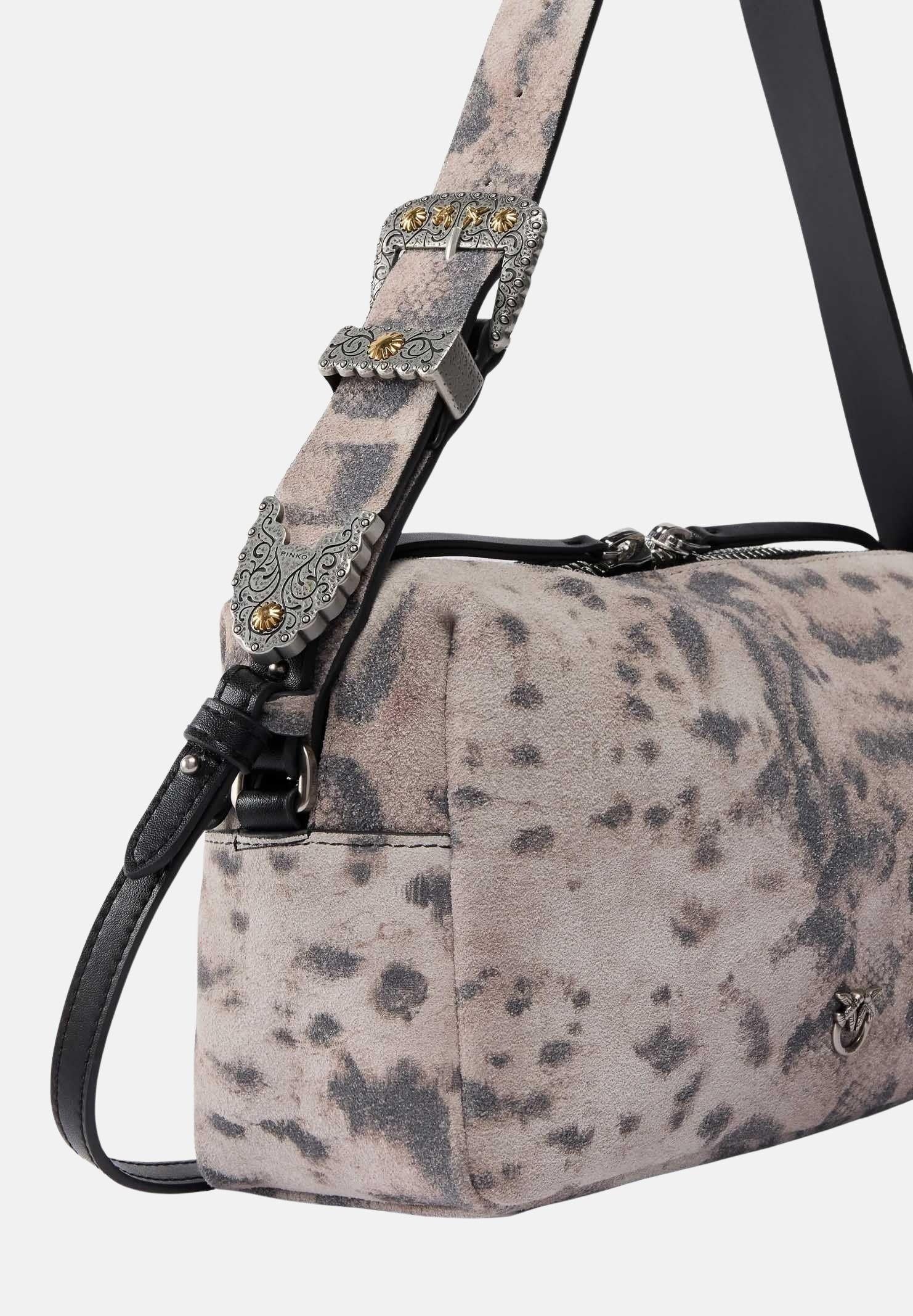 PINKO Borsa a spalla Tricotte grigia da donna con stampa animalier effetto pitone 106761A39V H8RO PINKO