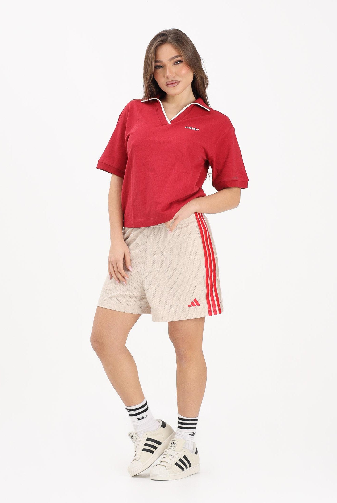 ADIDAS PERFORMANCE Shorts sportivo Stadium Mesh beige e rossa da donna KC4986 . ADIDAS PERFORMANCE