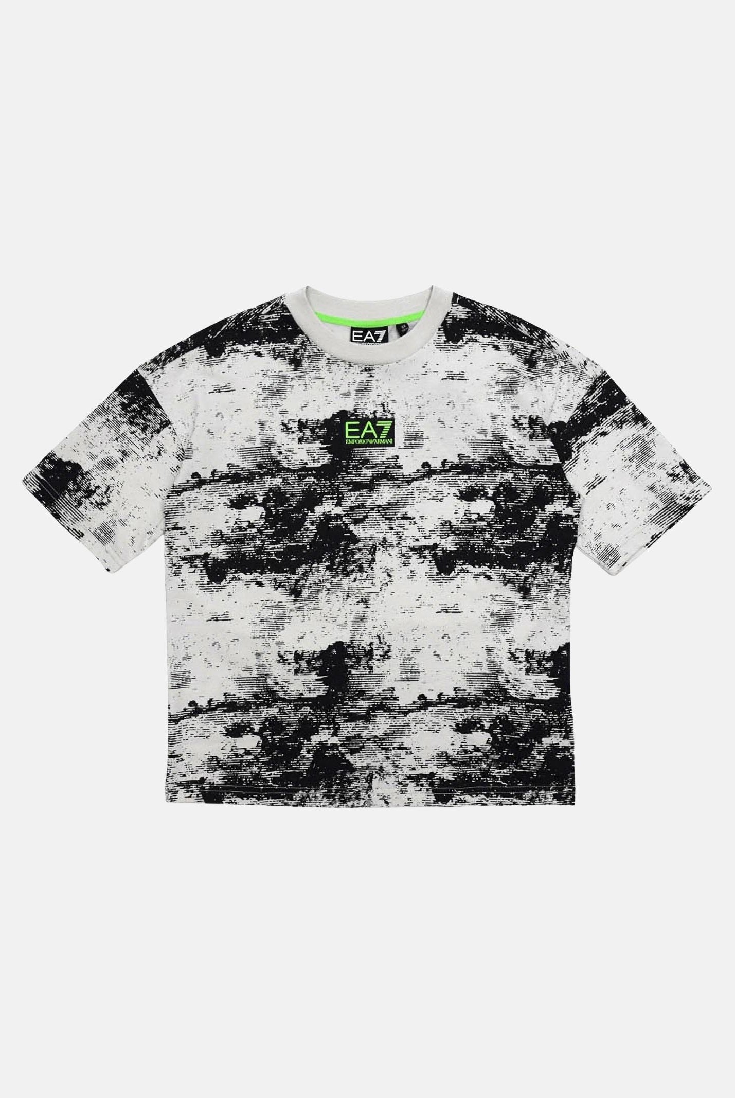 EA7 T-shirt a manica corta grigia e nera da bambino con stampa sul retro 7B000213AF16548 F8036 EA7