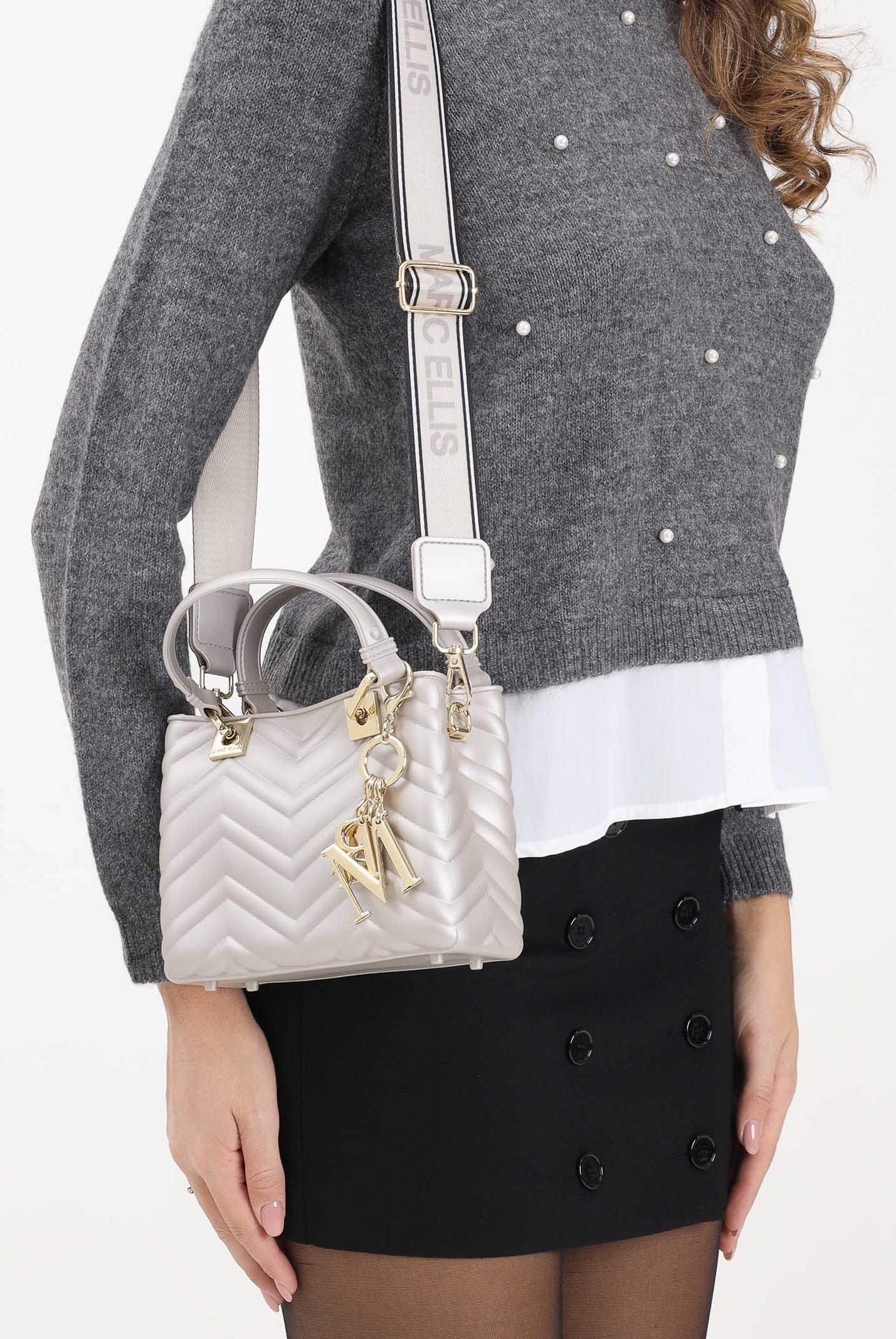 MARC ELLIS Borsa a mano Flat Krissy S grigio perla da donna FLAT-KRISSY-S-WAVE25 TALIGO MARC ELLIS