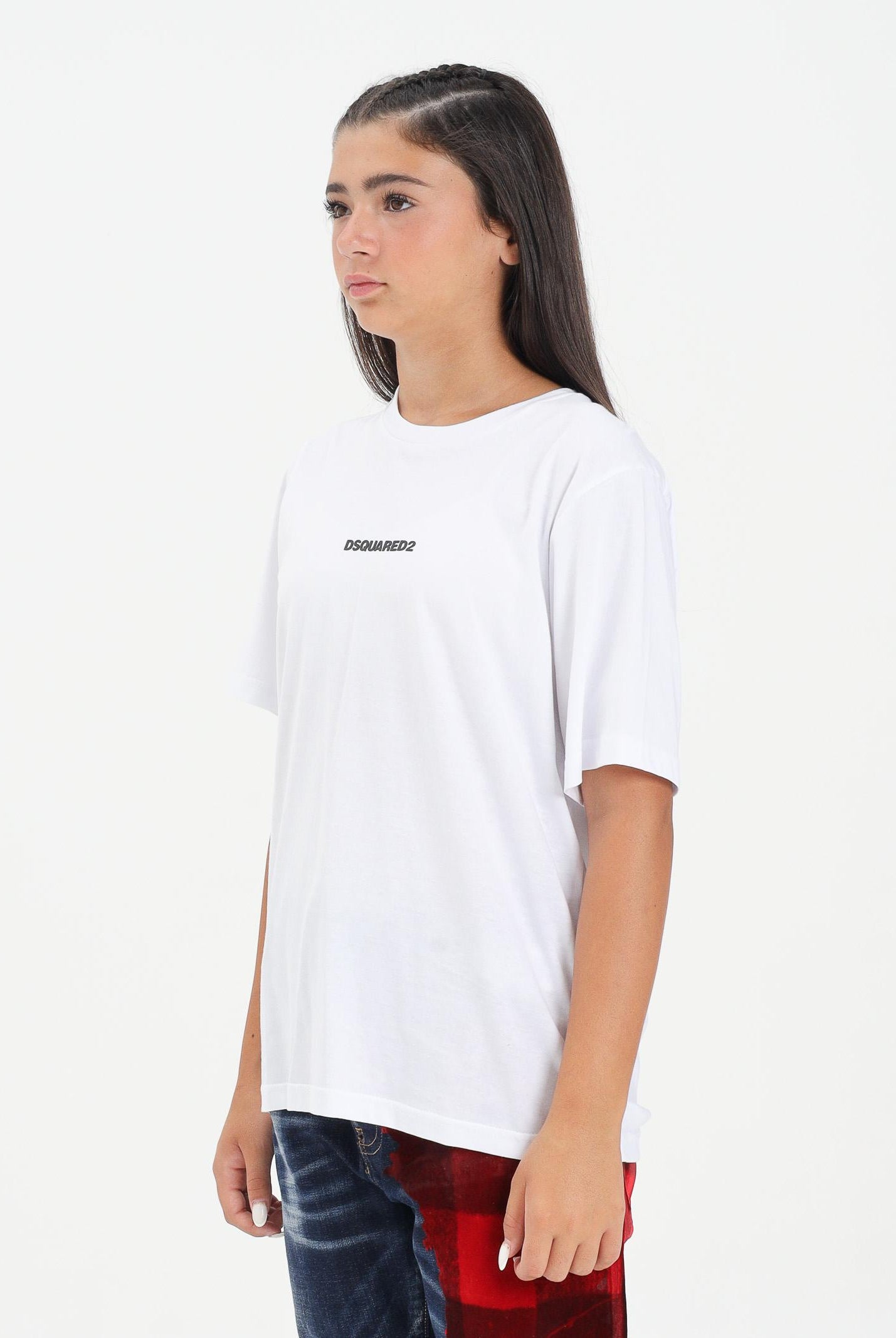 DSQUARED2 T-shirt a manica corta bianca per donna, ragazzi e bambini con logo DSQUARED2 DQ2823D004G DQ100 DSQUARED2