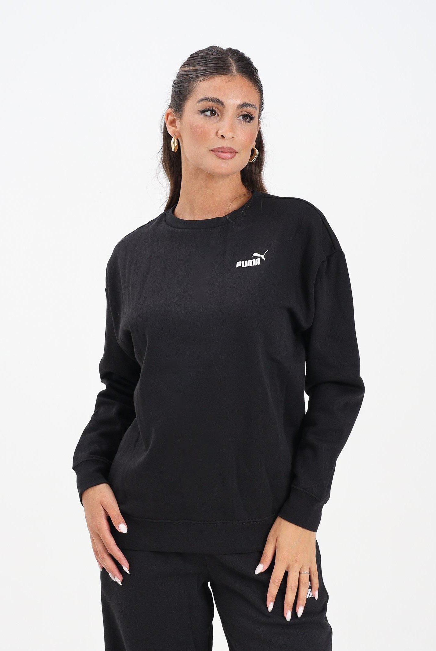 PUMA Felpa girocollo ESS N. 1 nera da donna 633268 01 PUMA