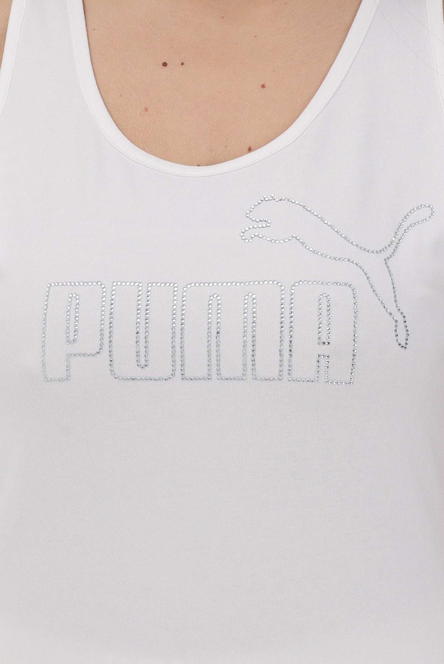 PUMA Canotta ESS LOGO TANK RHINESTONE bianca da donna 693864 02 PUMA