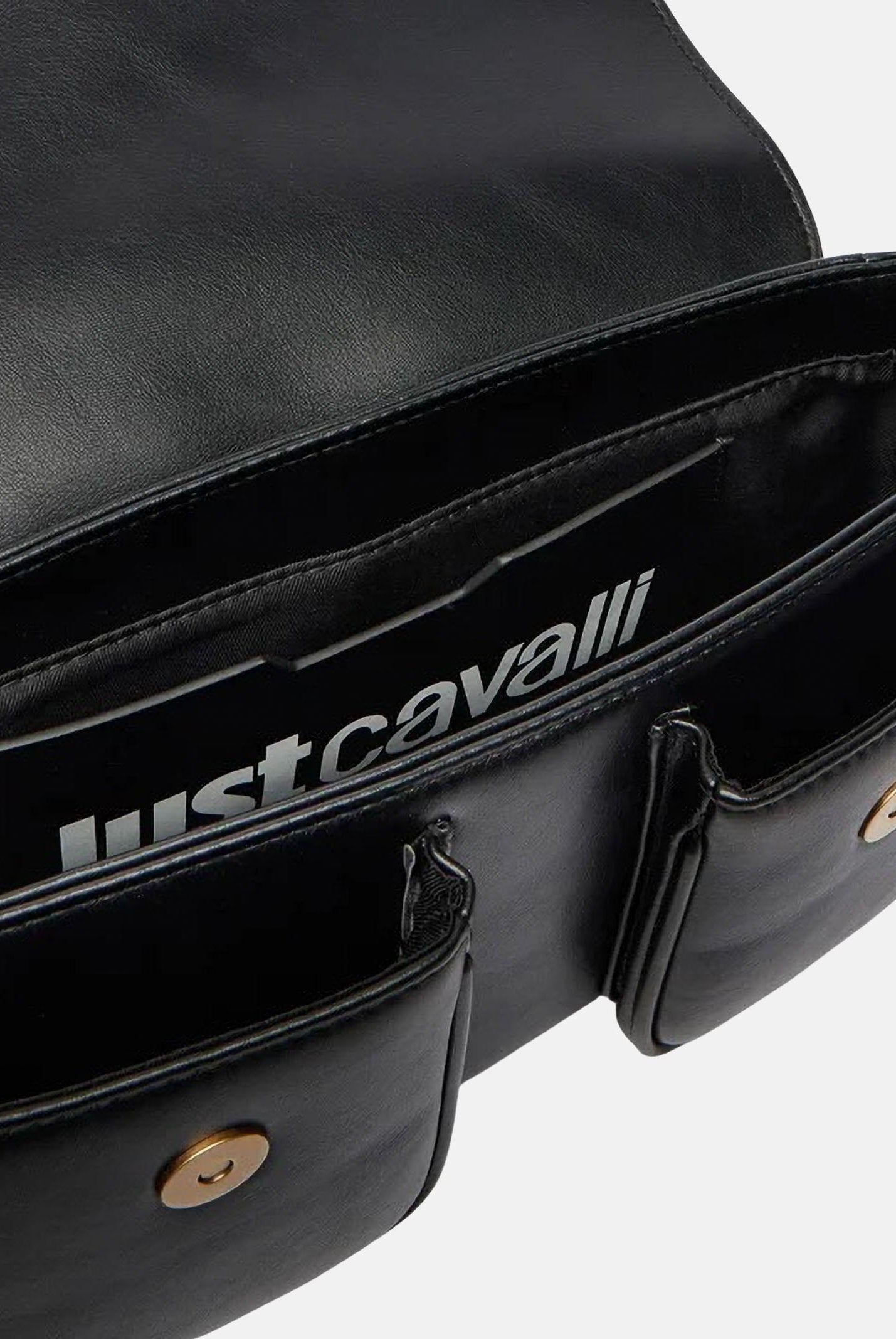 JUST CAVALLI Borsa a spalla nera da donna con fibbia logo 80RA4BA2ZSA89 899 JUST CAVALLI