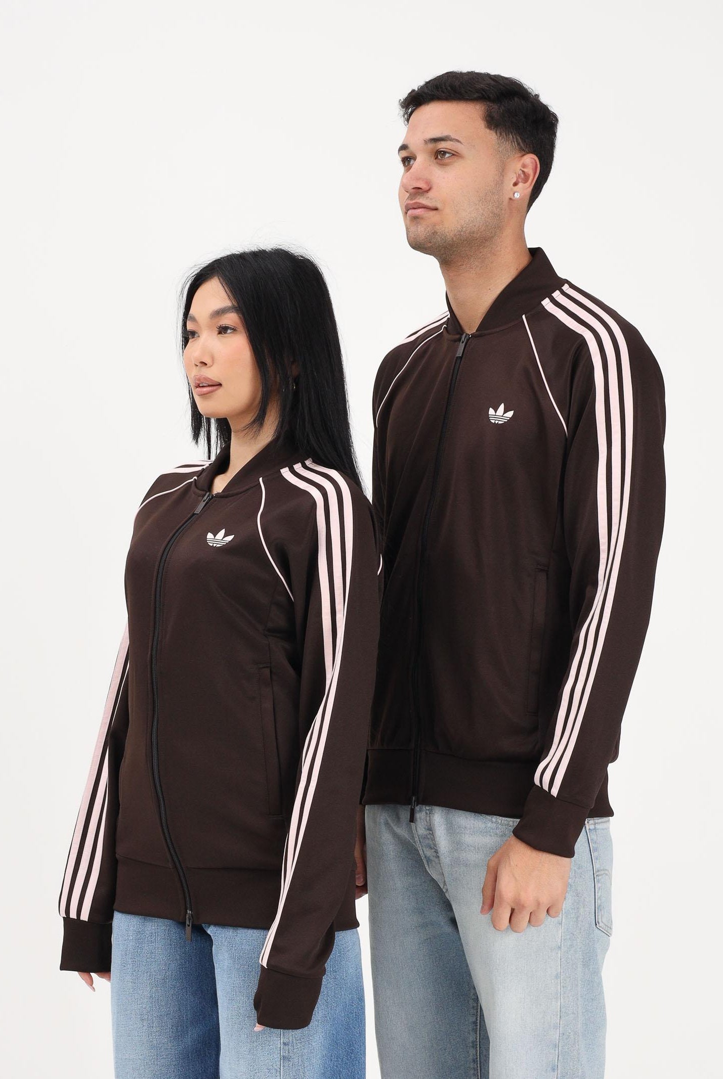 ADIDAS ORIGINALS Felpa con zip SST marrone e rosa per uomo e donna KE3508 . ADIDAS ORIGINALS